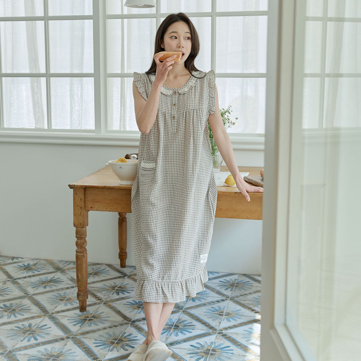 찌니야(JJNIYA) 여성용 클리버 브라운 나시원피스잠옷