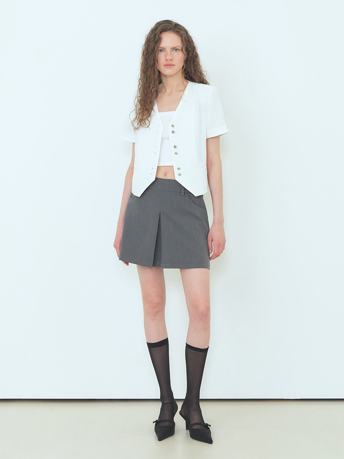 에트몽(ETMON) Double Button Tweed Jacket, White