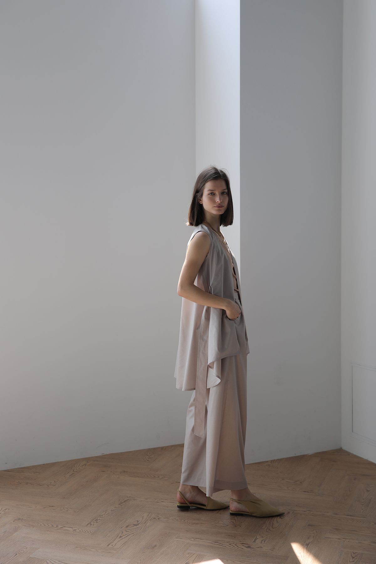 까이에(CAHIERS) 하이웨스트 와이드 팬츠