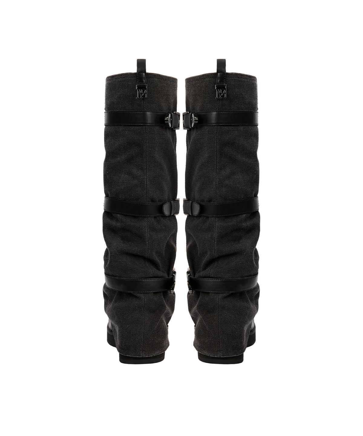 트리밍버드(TREEMINGBIRD) Bold Wrinkled Belted Long Boots [ Black ]