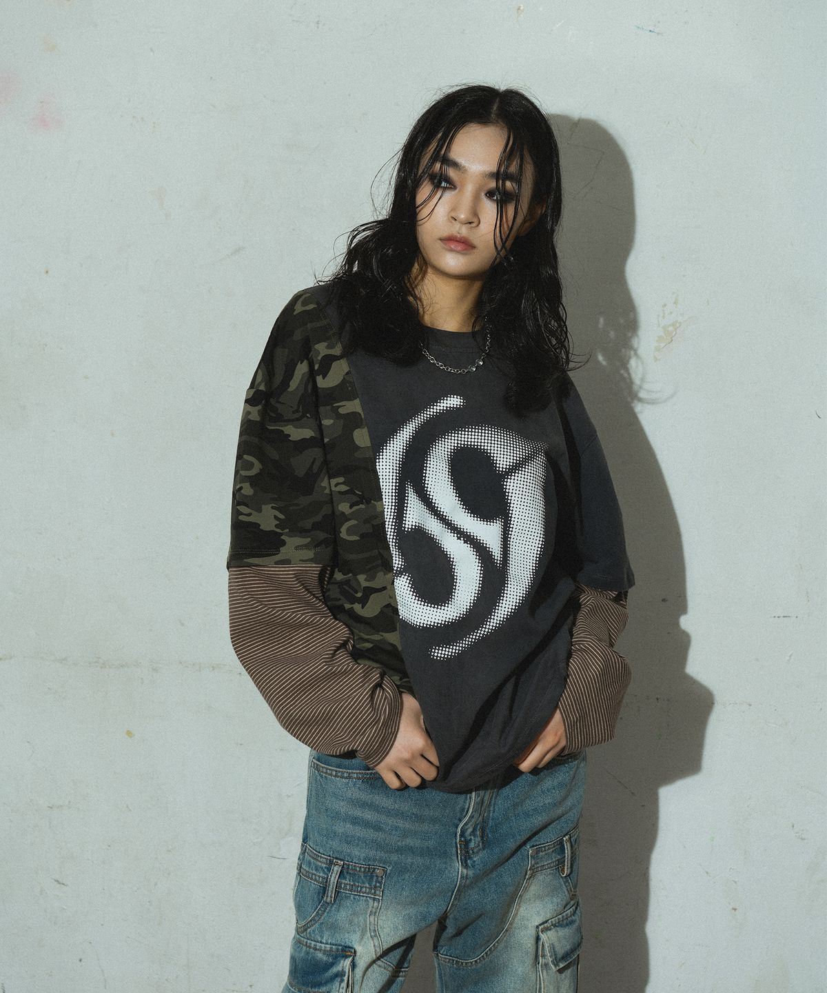 도미넌트(DOMINANT) Halftone Layered Long Sleeve (Charcoal)