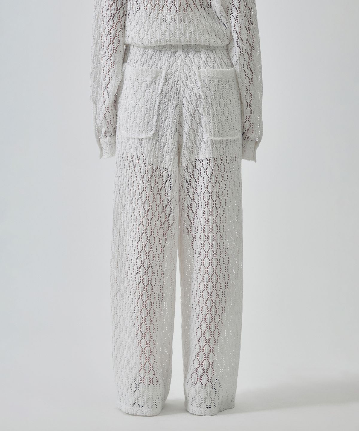 트리밍버드(TREEMINGBIRD) Lace Embellished Set-up Pants [ White ]