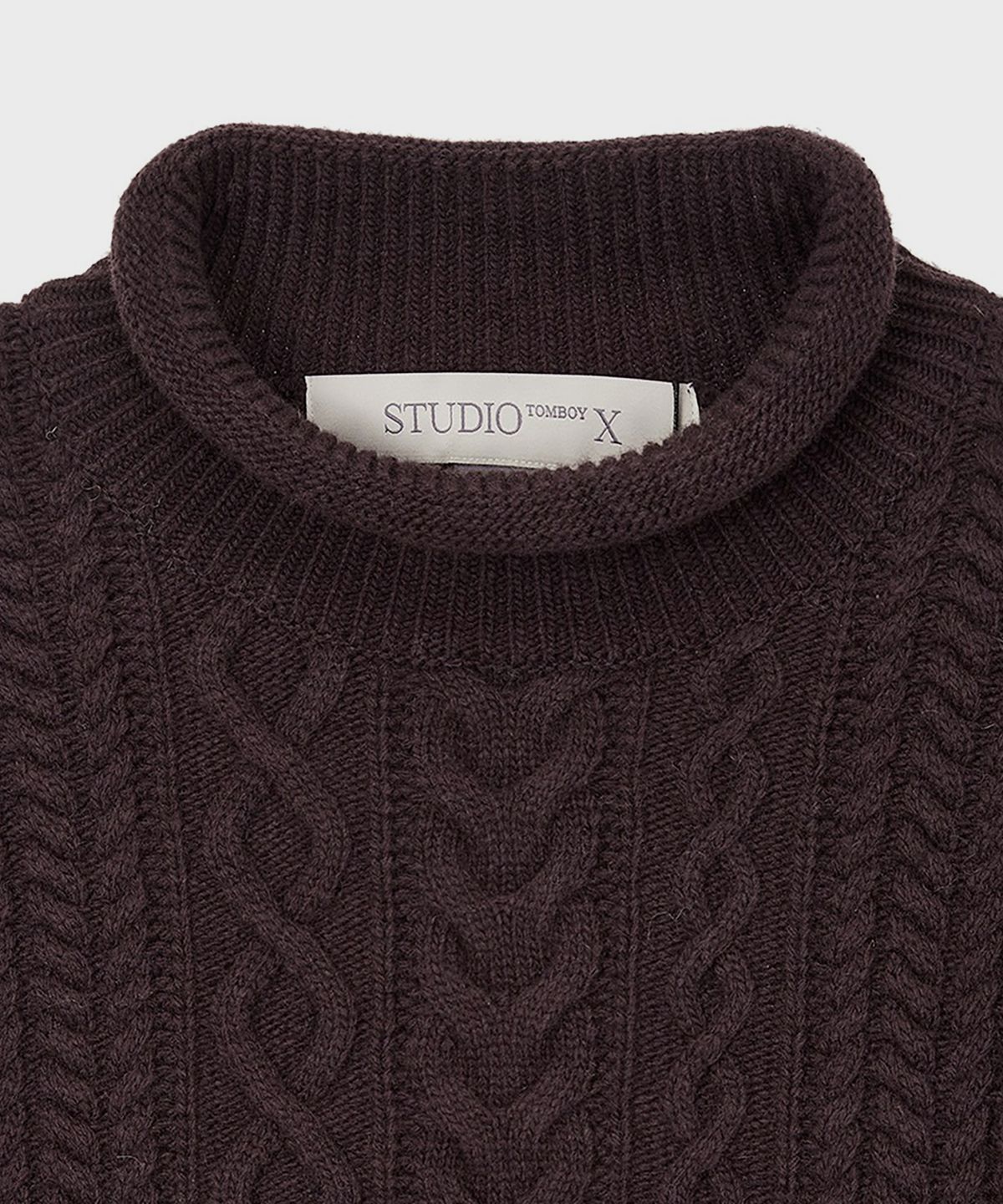스튜디오 톰보이 엑스(STUDIO TOMBOY X) (W) 크롭 케이블 니트 풀오버 브라운 CROPPED CABLE KNIT PULLOVER BROWN