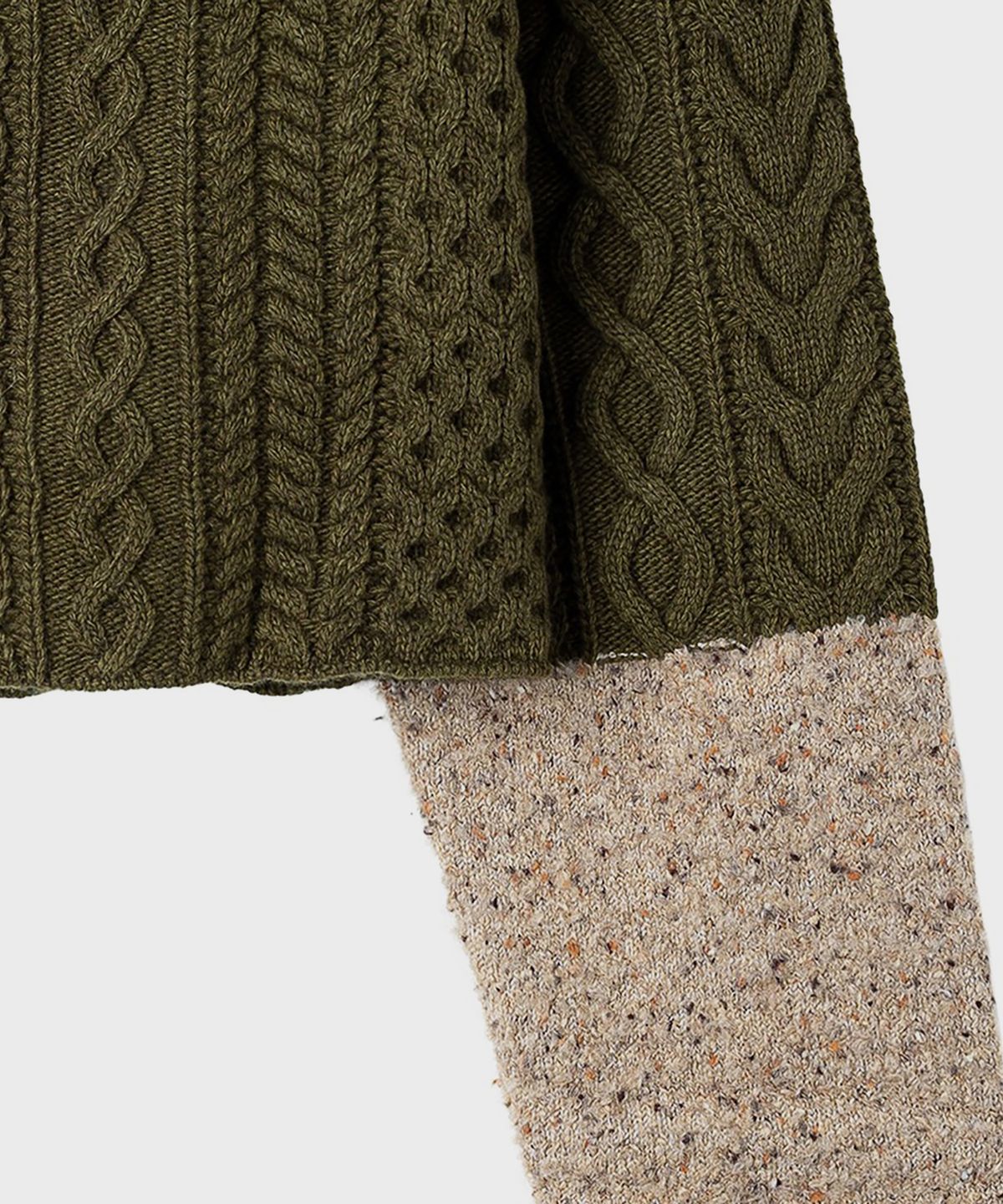 스튜디오 톰보이 엑스(STUDIO TOMBOY X) (W) 크롭 케이블 니트 풀오버 카키 CROPPED CABLE KNIT PULLOVER KHAKI
