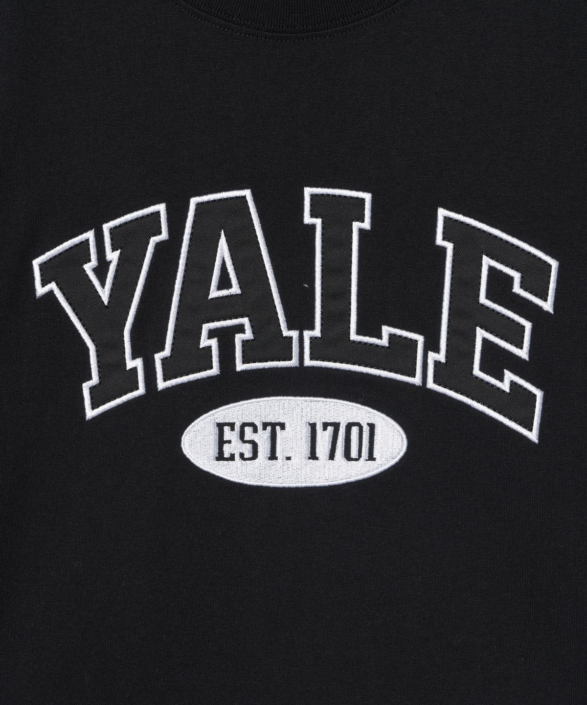 예일(YALE) 우먼즈 투톤아치 크롭 티셔츠_블랙