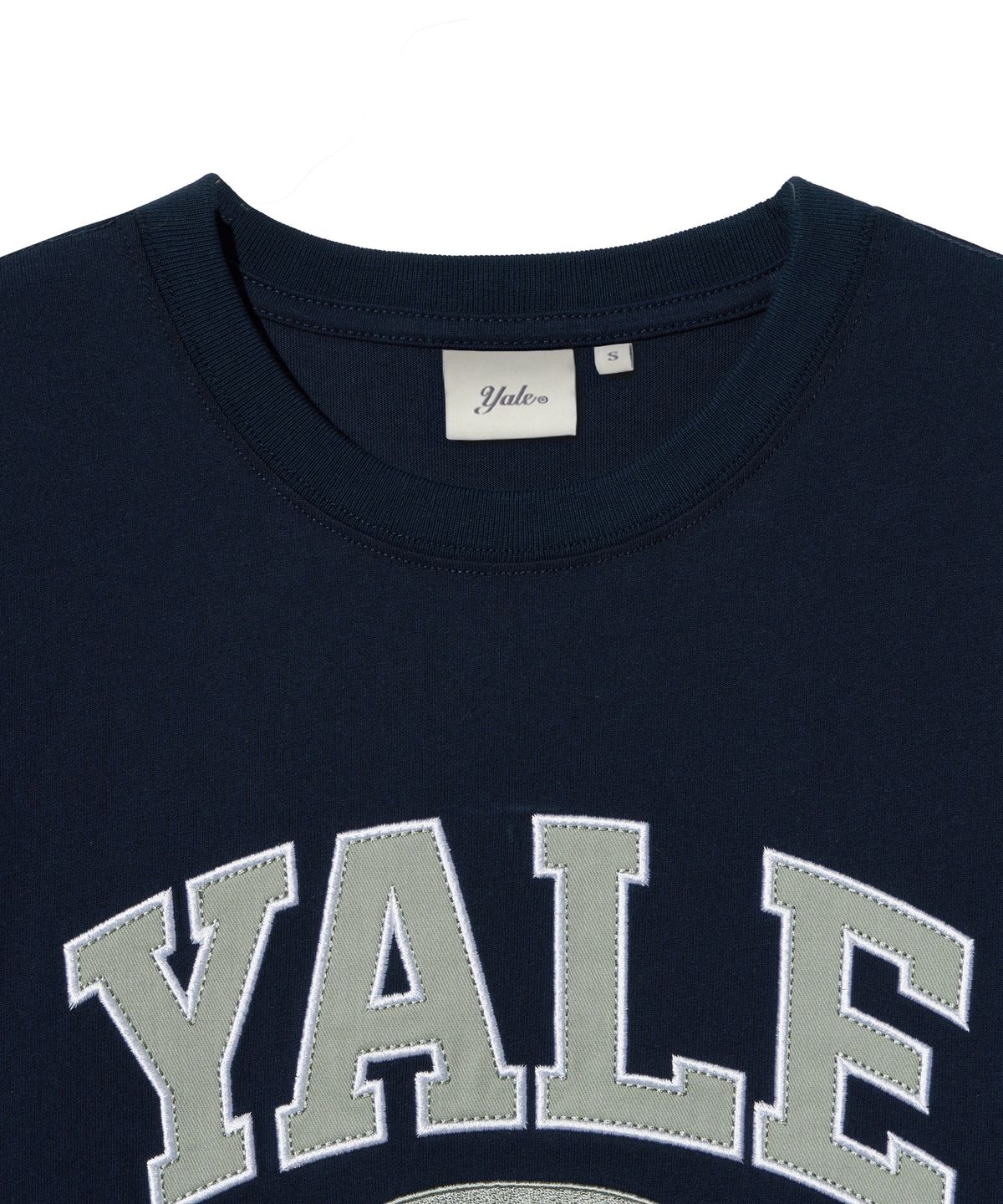 예일(YALE) 우먼즈 투톤아치 크롭 티셔츠_네이비
