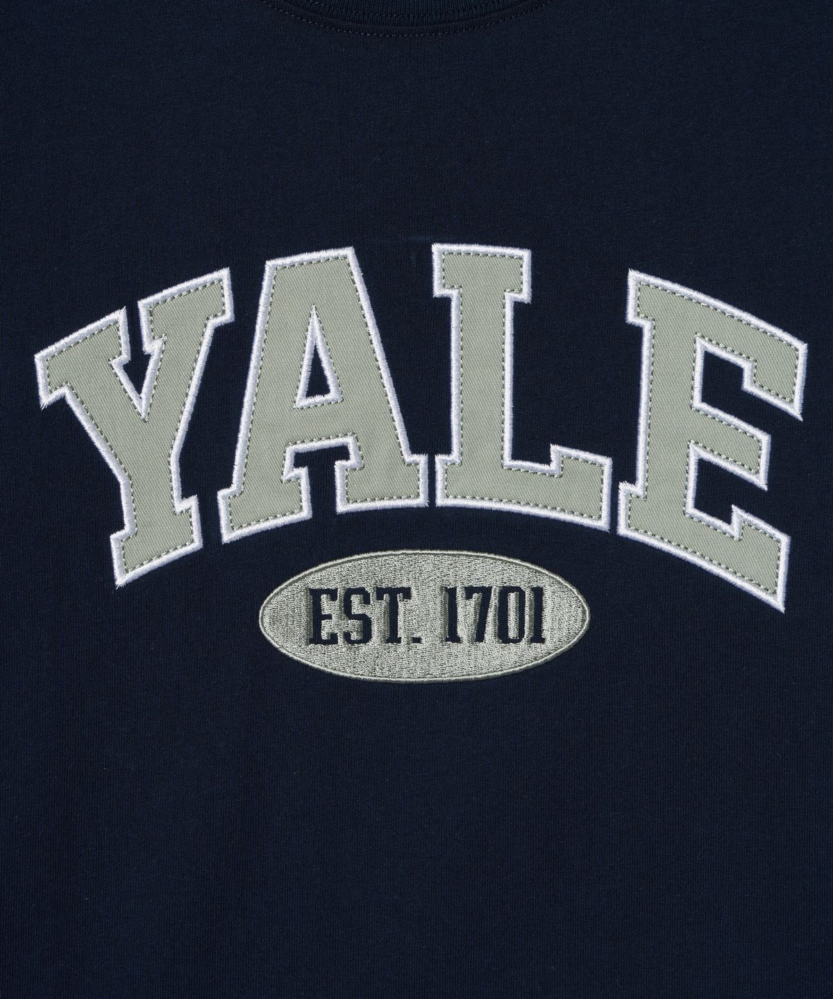 예일(YALE) 우먼즈 투톤아치 크롭 티셔츠_네이비