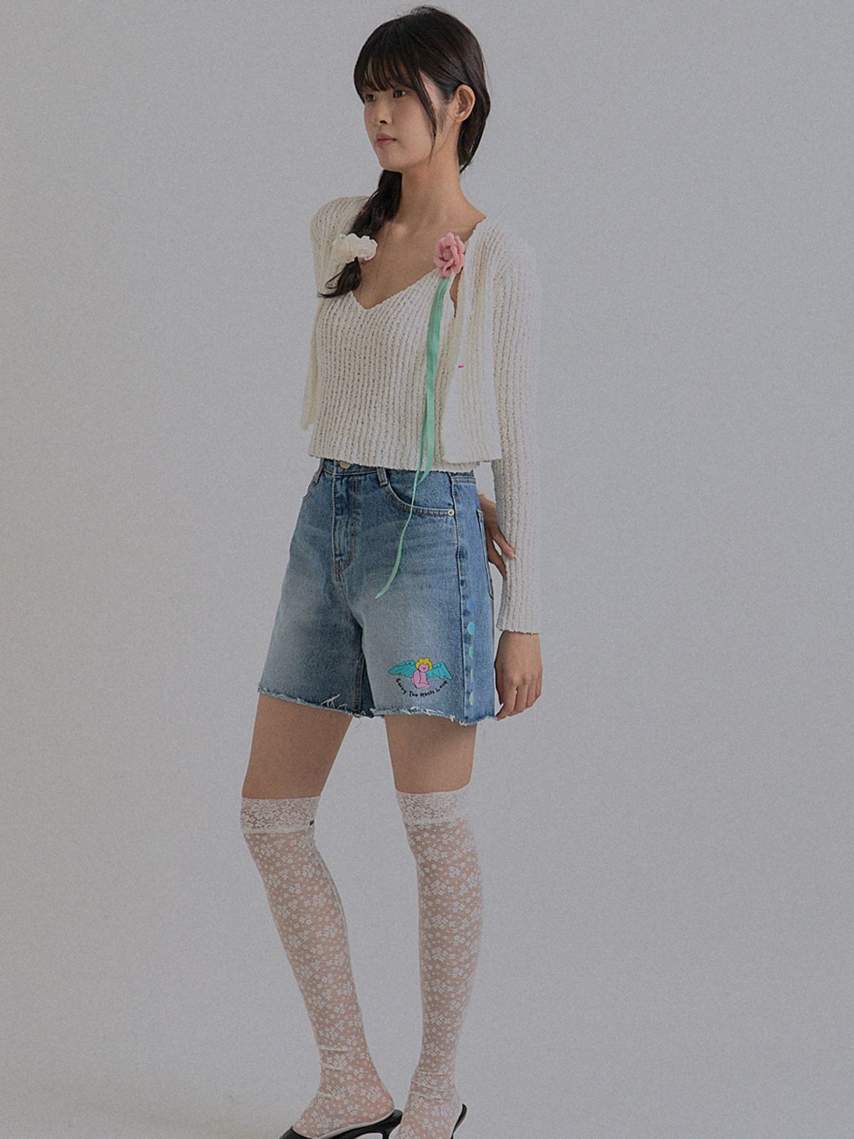 쏘리, 투 머치 러브(SORRY, TOO MUCH LOVE) Coquette Bow Knit Crop Cardigan_Ivory