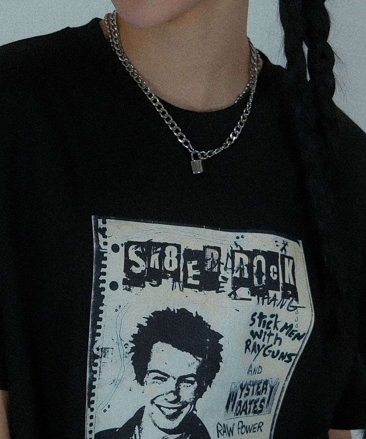 스케이터락(SK8ER ROCK) Padlock Karabiner Surgical Steel Necklace ((steel))