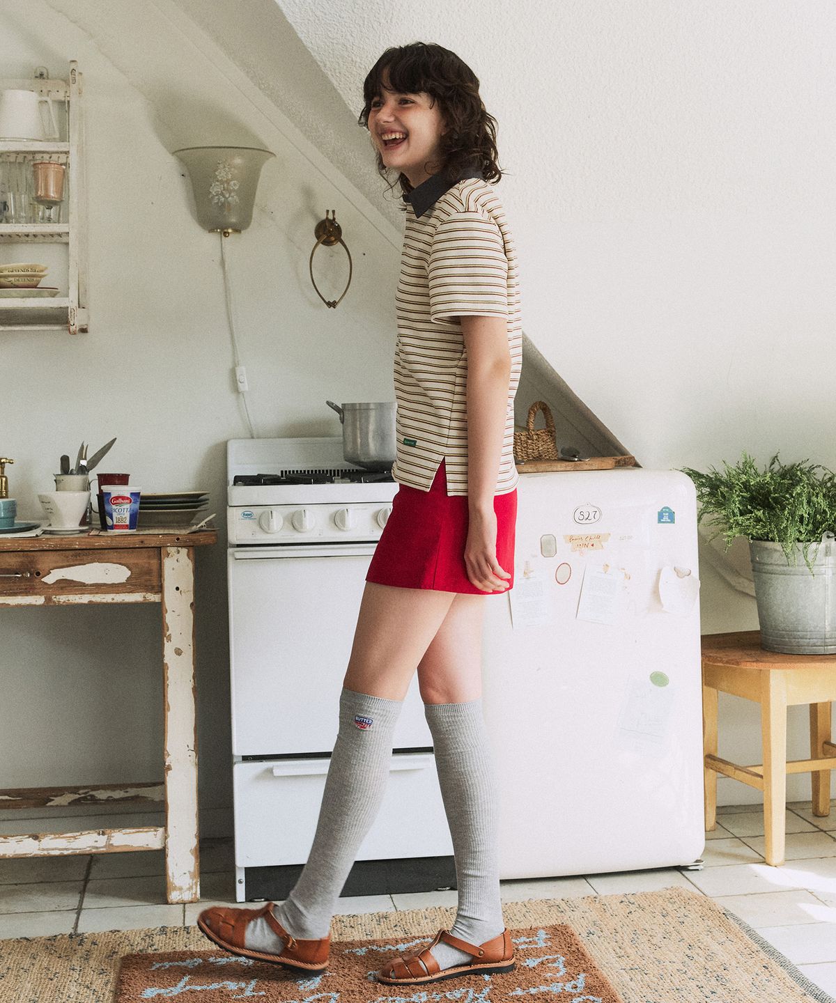 그린버터(GREENBUTTER) Butter High Knee Socks (Melange)