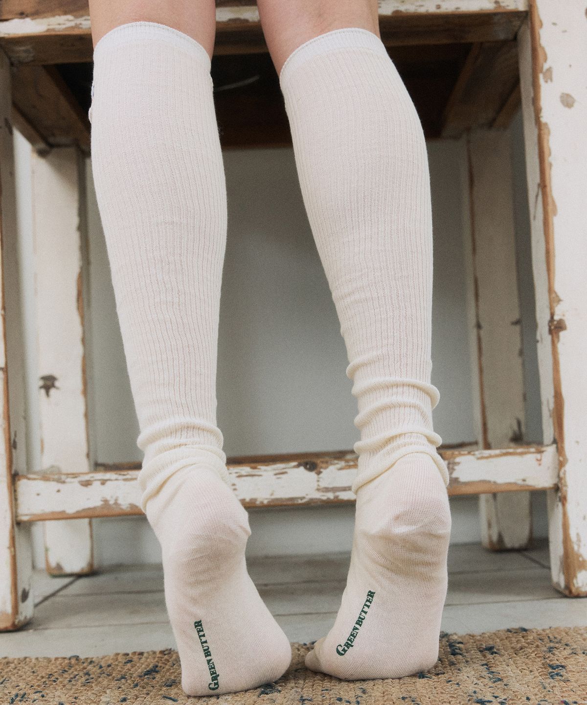 그린버터(GREENBUTTER) Butter High Knee Socks (Cream)