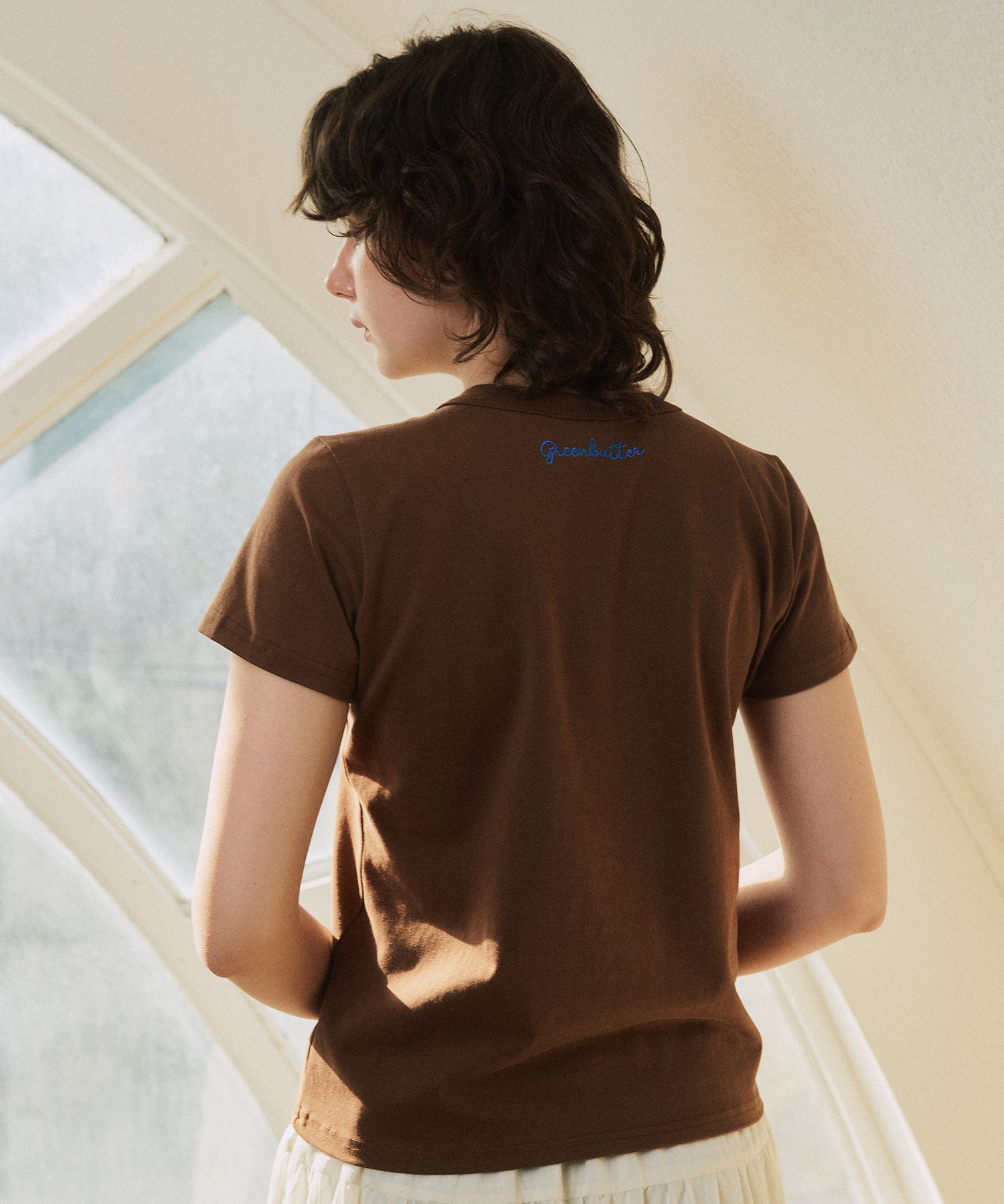 ☆GREENBUTTER☆ HEART APPLIQUE TEE MUSINSA | GREENBUTTER Heart Applique Tee (Brown)