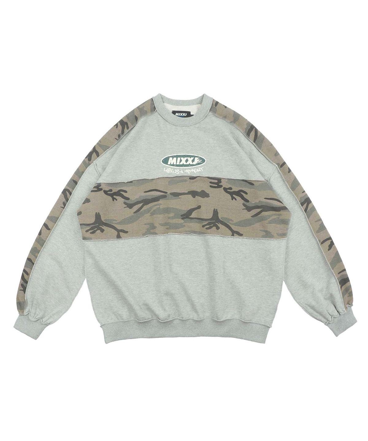 믹쓰제이(MIXXJ) CAMO  MIX CREWNECK (GRAY)