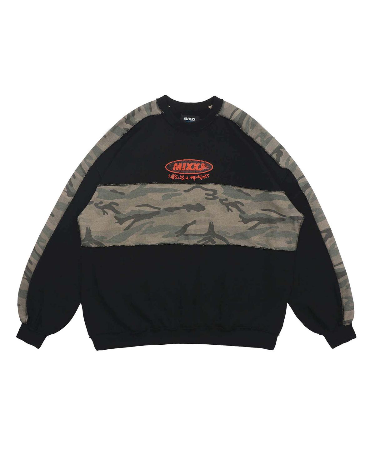믹쓰제이(MIXXJ) CAMO MIX CREWNECK (BLACK)