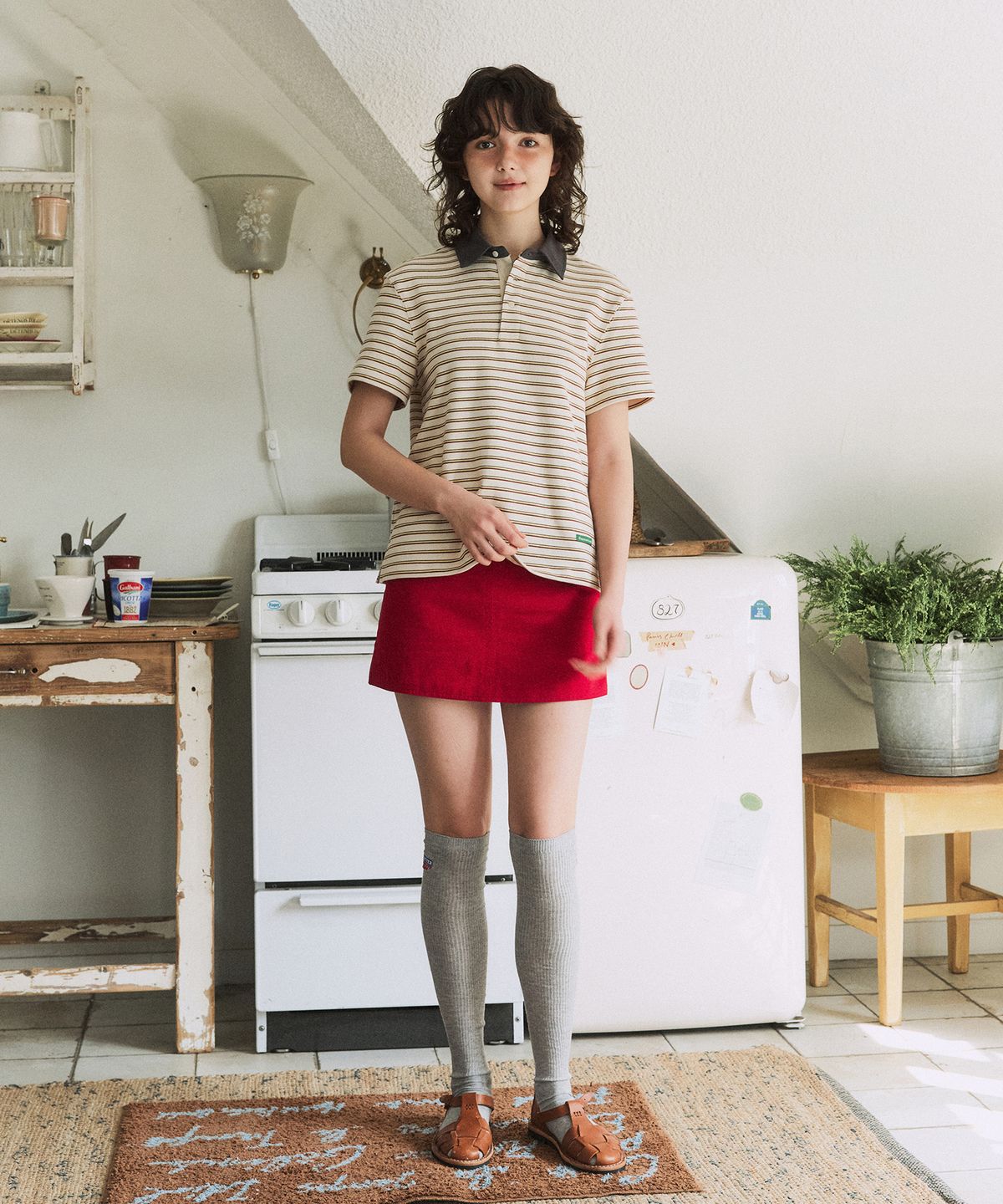 그린버터(GREENBUTTER) Stripe Polo Tee (Ivory)