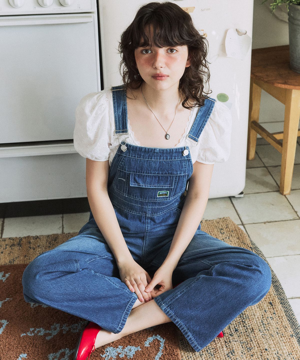 그린버터(GREENBUTTER) Denim Overall Pants (Medium blue)