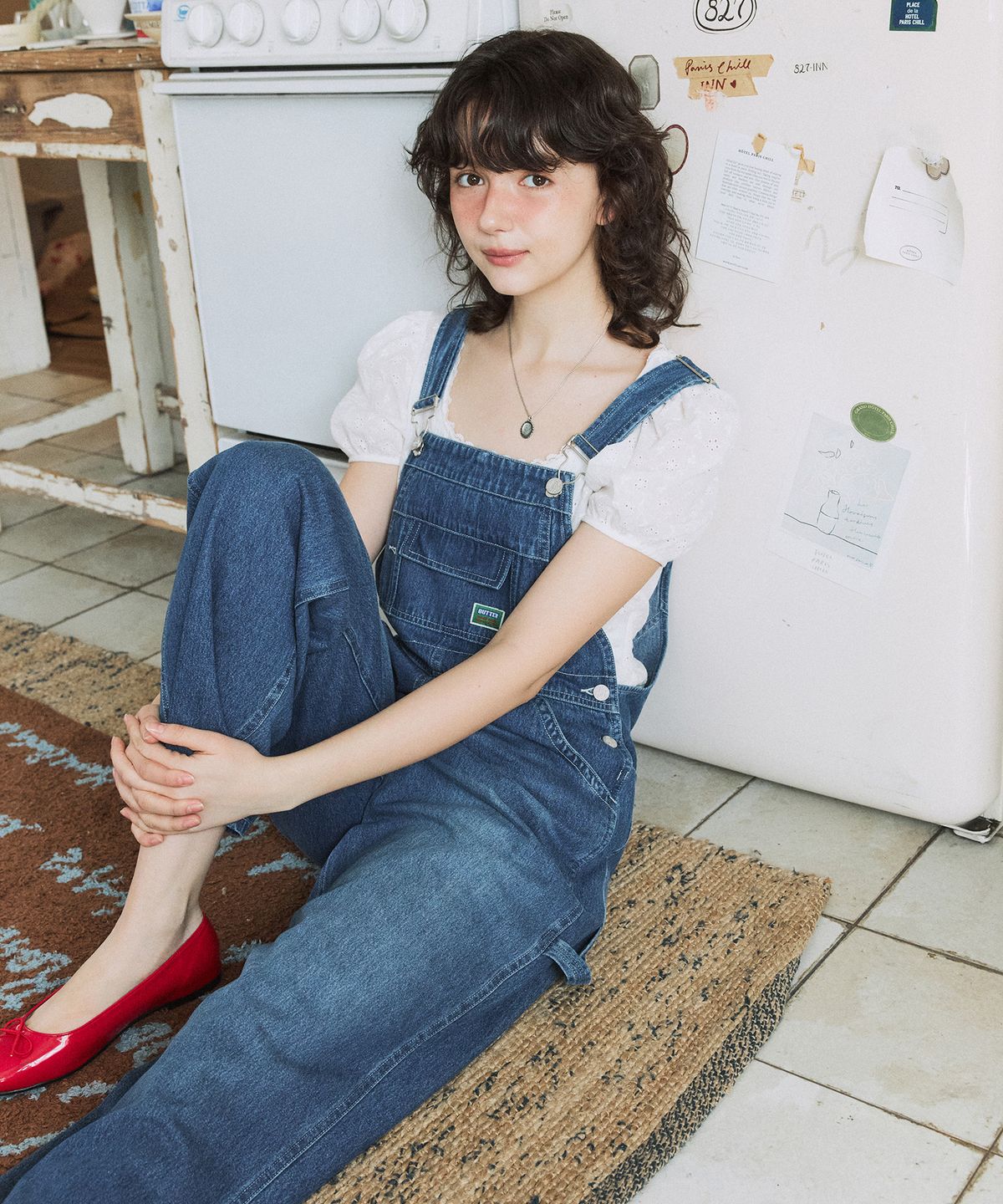 그린버터(GREENBUTTER) Denim Overall Pants (Medium blue)