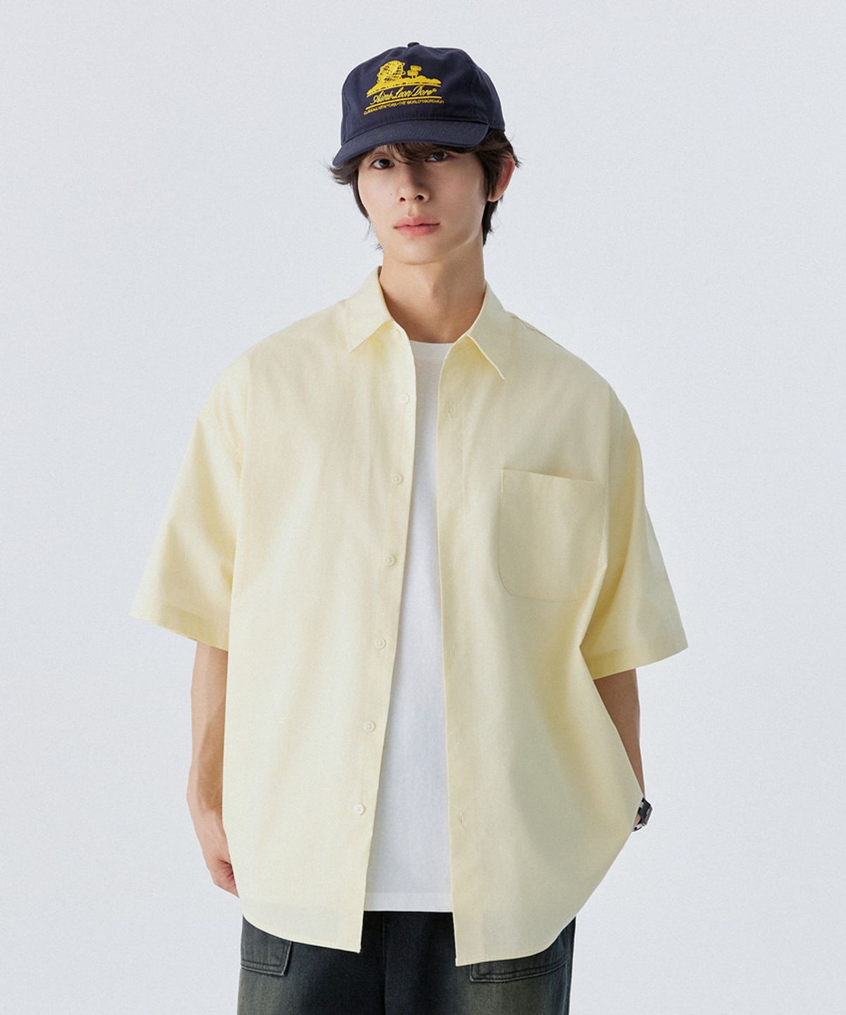 스탠즈(STENDS) [M~4XL] 플로우 코튼 반팔 셔츠_버터