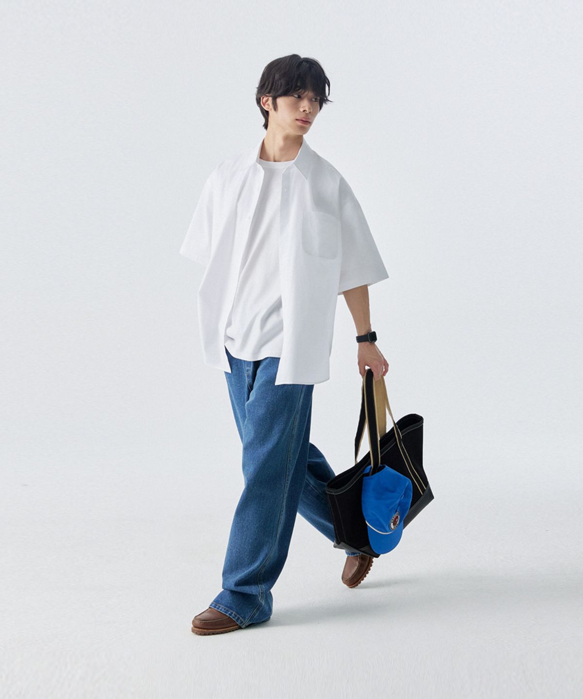 스탠즈(STENDS) [M~4XL] 플로우 코튼 반팔 셔츠_화이트