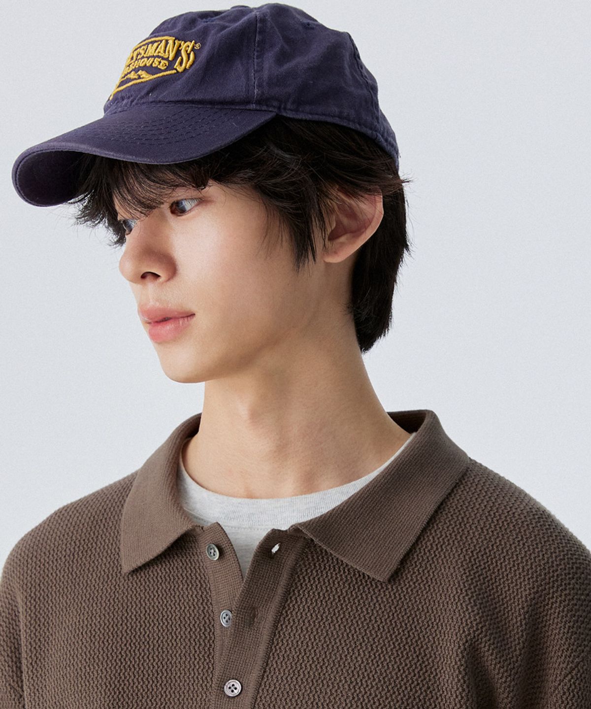 스탠즈(STENDS) [M~4XL] 오버핏 코튼 카라 반팔 니트_카키