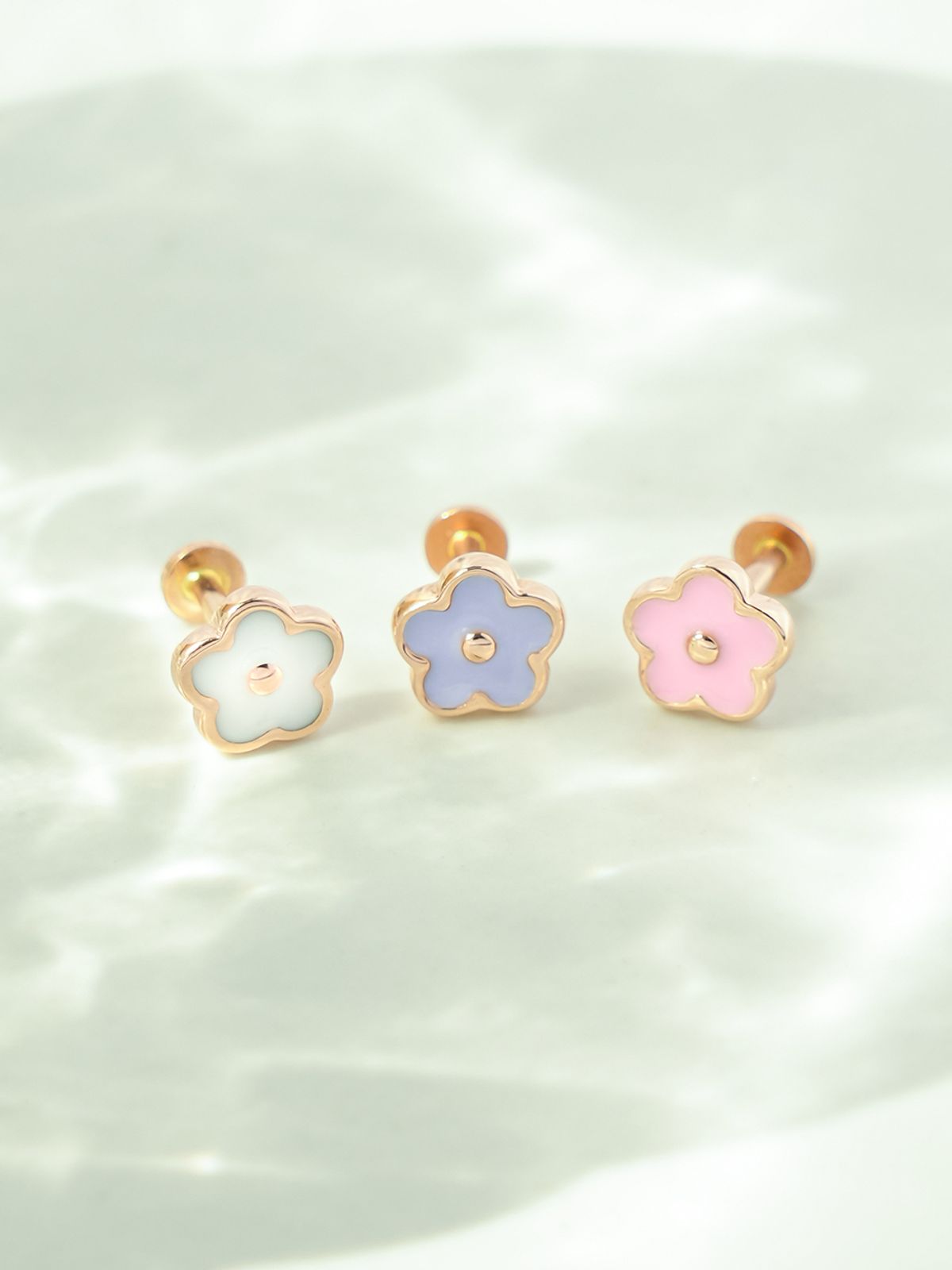 미니멀피어싱(MINIMALPIERCING) 14K 인터널 에나멜 플라워 라블렛 피어싱