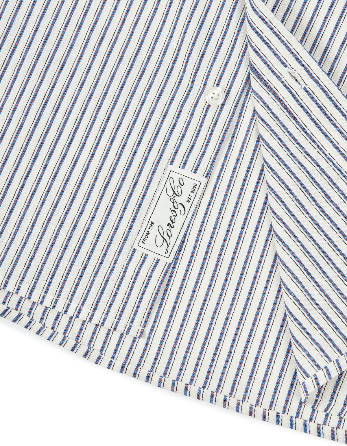 로어즈(LORES) Paneled Stripe S/S Shirt - White