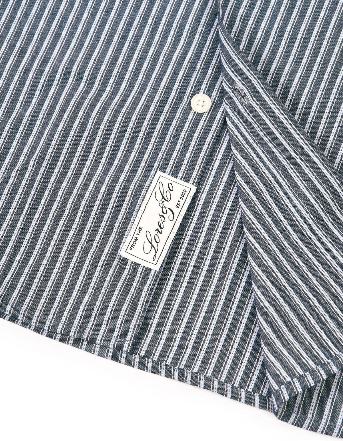 로어즈(LORES) Paneled Stripe S/S Shirt - Navy
