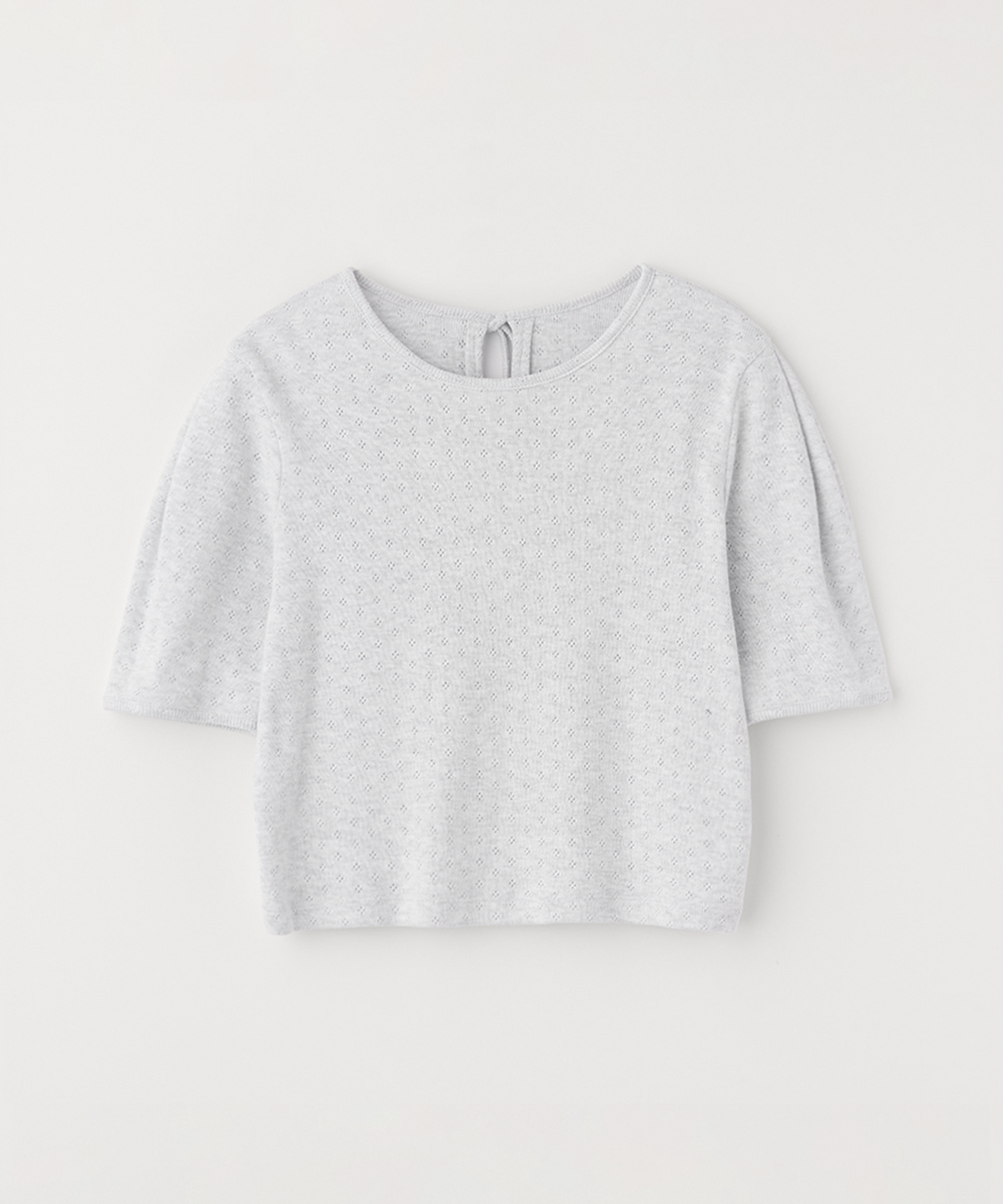 셀리테일즈(CELITAILS) EYELET PUFF SLEEVE T-SHIRT_LIGHT GREY