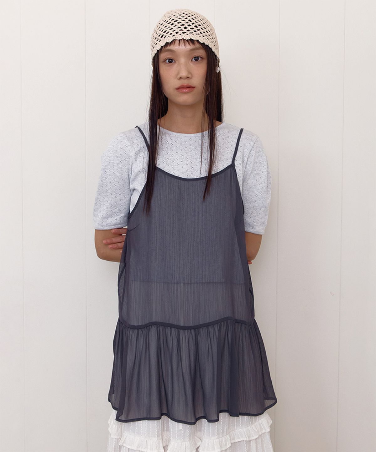 셀리테일즈(CELITAILS) EYELET PUFF SLEEVE T-SHIRT_LIGHT GREY