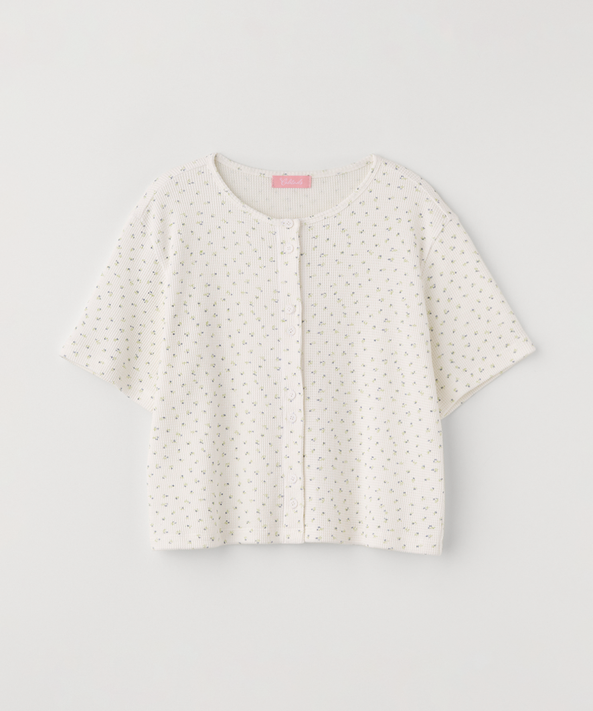 셀리테일즈(CELITAILS) FLOWER WAFFLE BUTTON CARDIGAN_IVORY