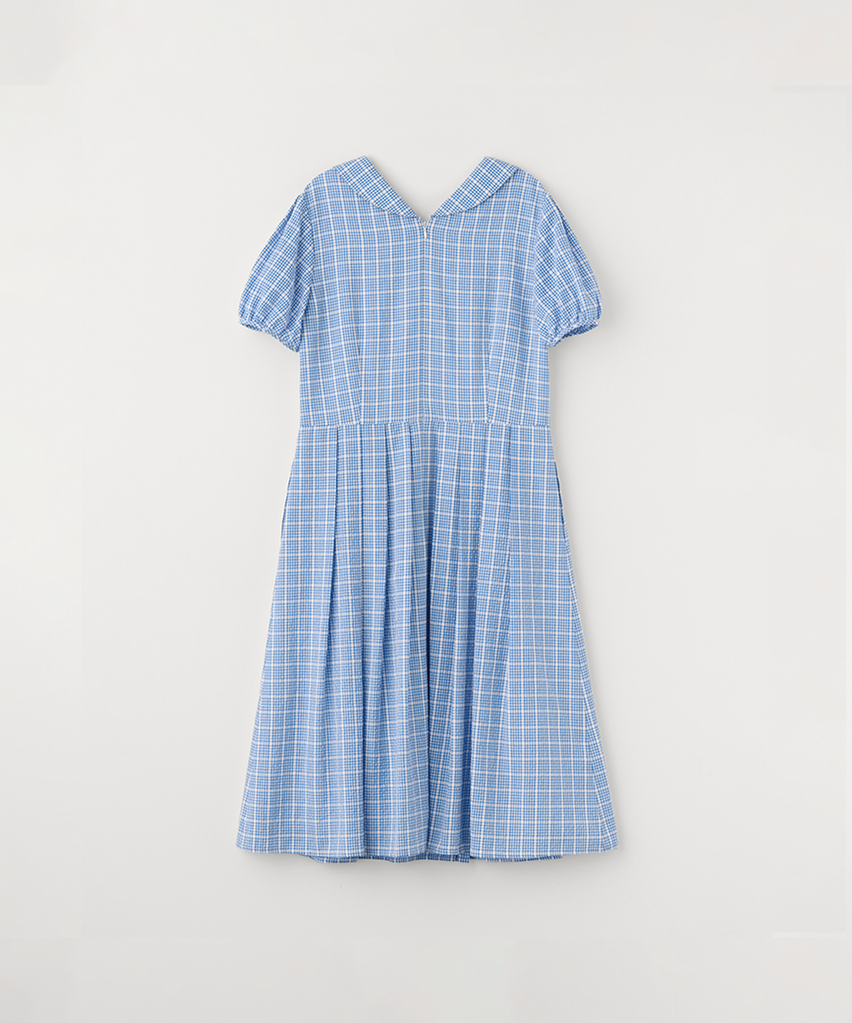 셀리테일즈(CELITAILS) POINT COLLAR CHECK LONG DRESS_BLUE