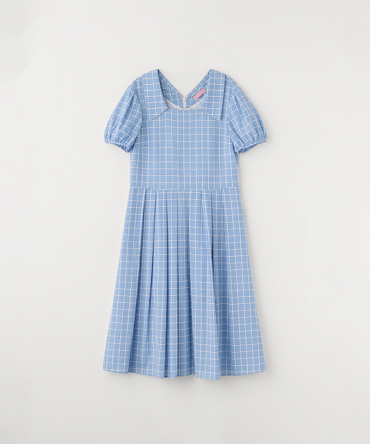 셀리테일즈(CELITAILS) POINT COLLAR CHECK LONG DRESS_BLUE