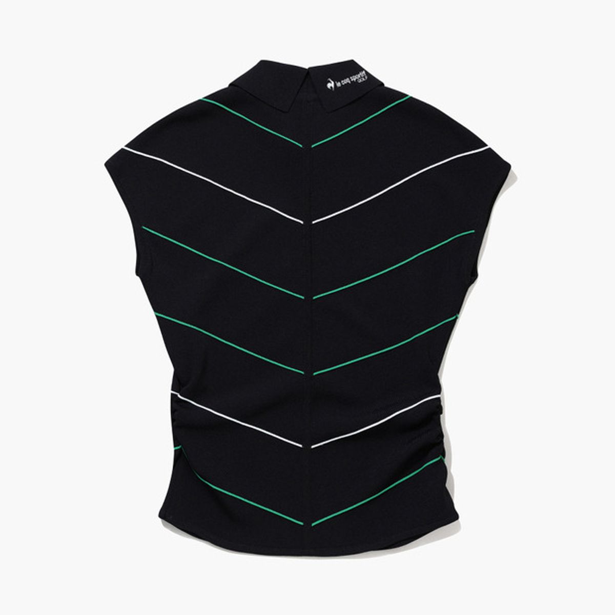 르꼬끄 골프(LECOQ GOLF) 여성 라인 배색 슬리브리스 카라 스웨터 (GQ122LKP34)