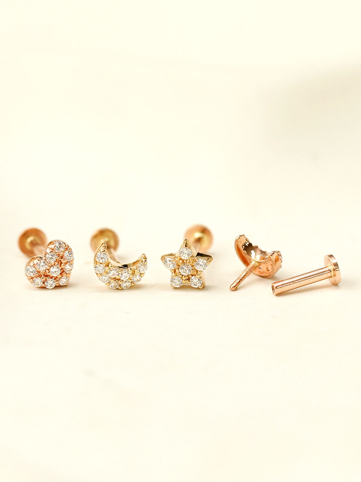 미니멀피어싱(MINIMALPIERCING) 14K 인터널 통통 큐빅 하트 달 별 라블렛 피어싱