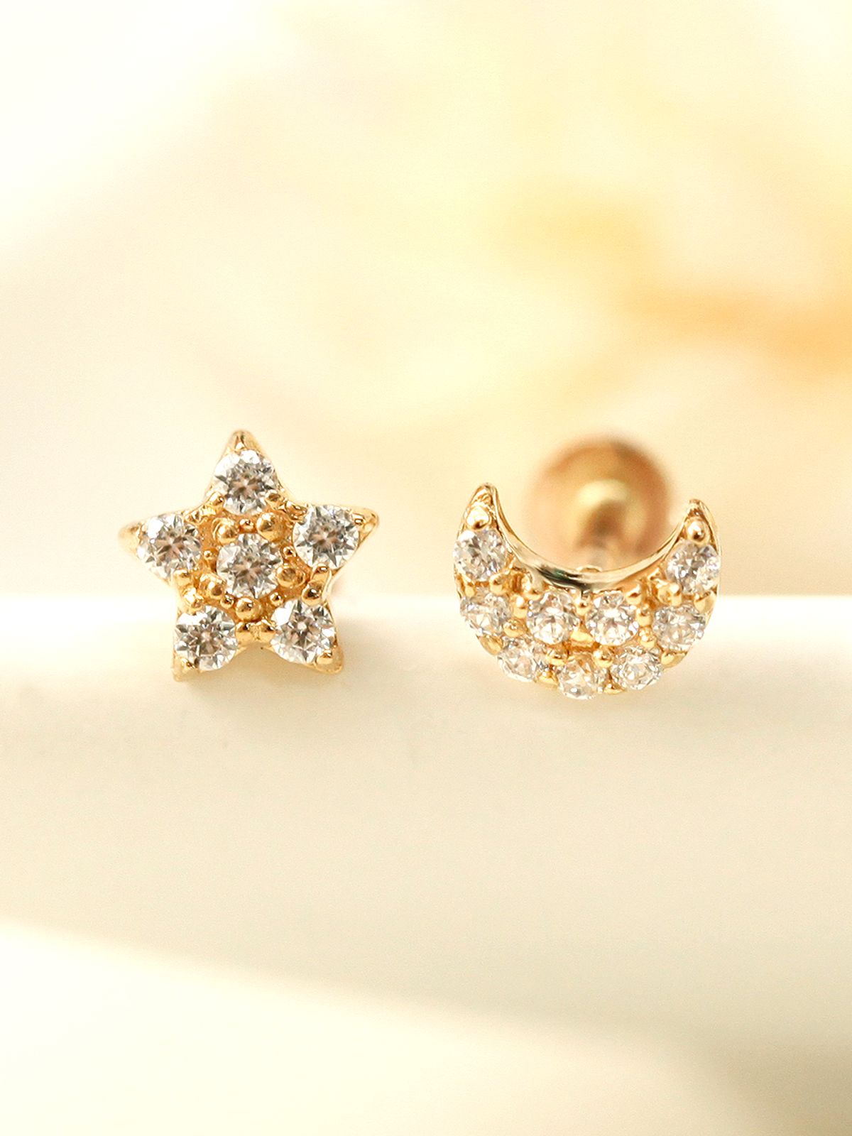 미니멀피어싱(MINIMALPIERCING) 14K 인터널 통통 큐빅 하트 달 별 라블렛 피어싱