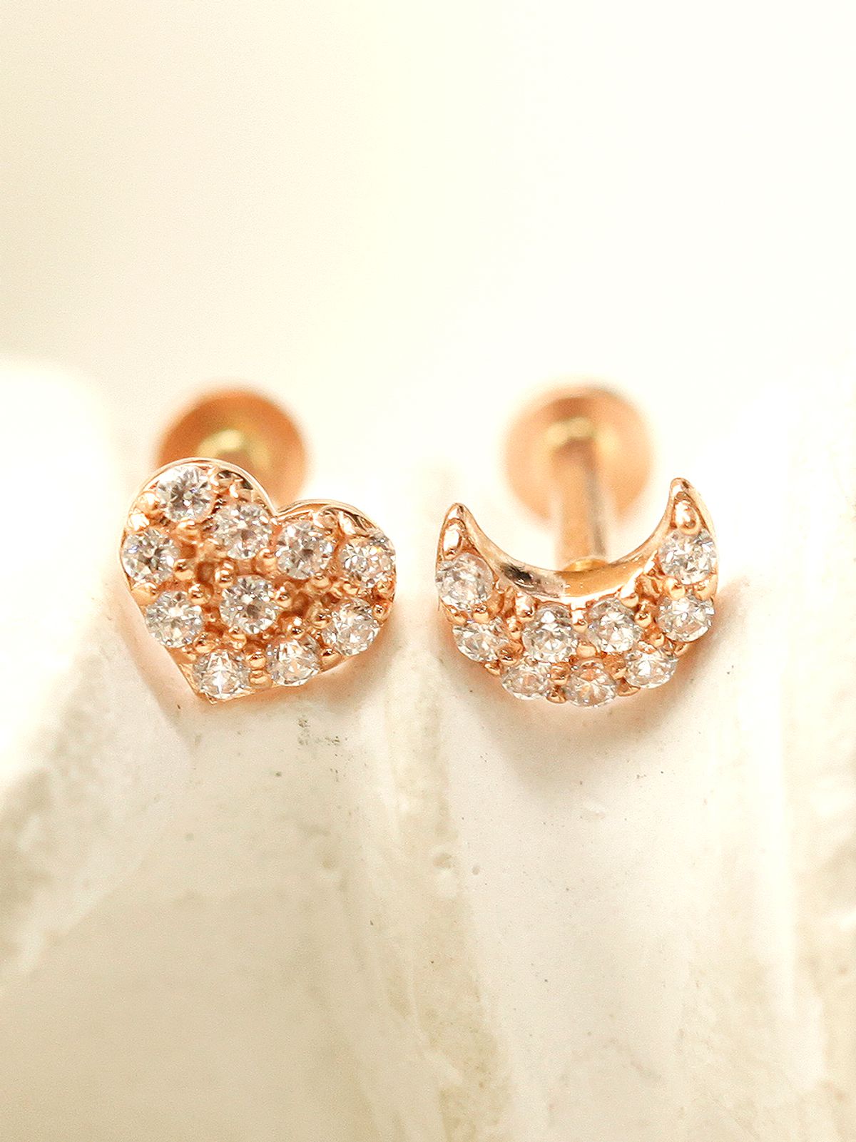 미니멀피어싱(MINIMALPIERCING) 14K 인터널 통통 큐빅 하트 달 별 라블렛 피어싱