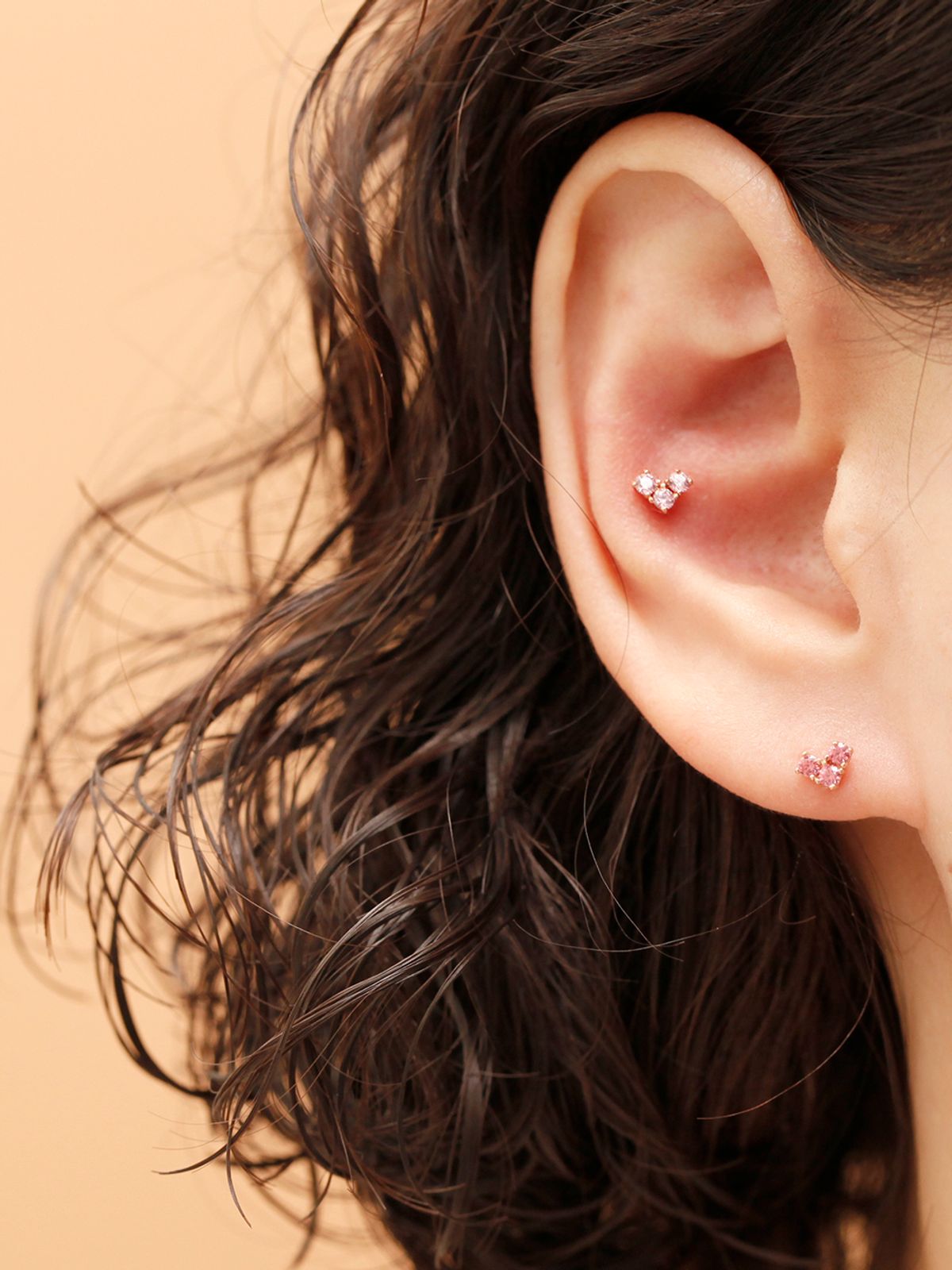 미니멀피어싱(MINIMALPIERCING) 14K 인터널 블럭 큐빅 하트 라블렛 피어싱
