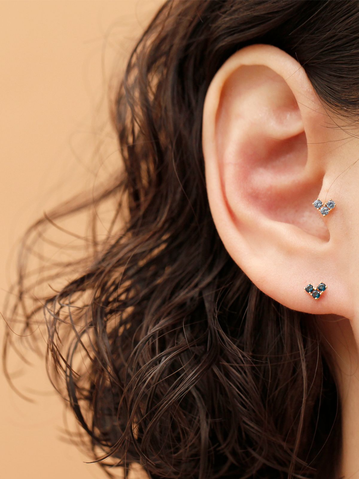 미니멀피어싱(MINIMALPIERCING) 14K 인터널 블럭 큐빅 하트 라블렛 피어싱