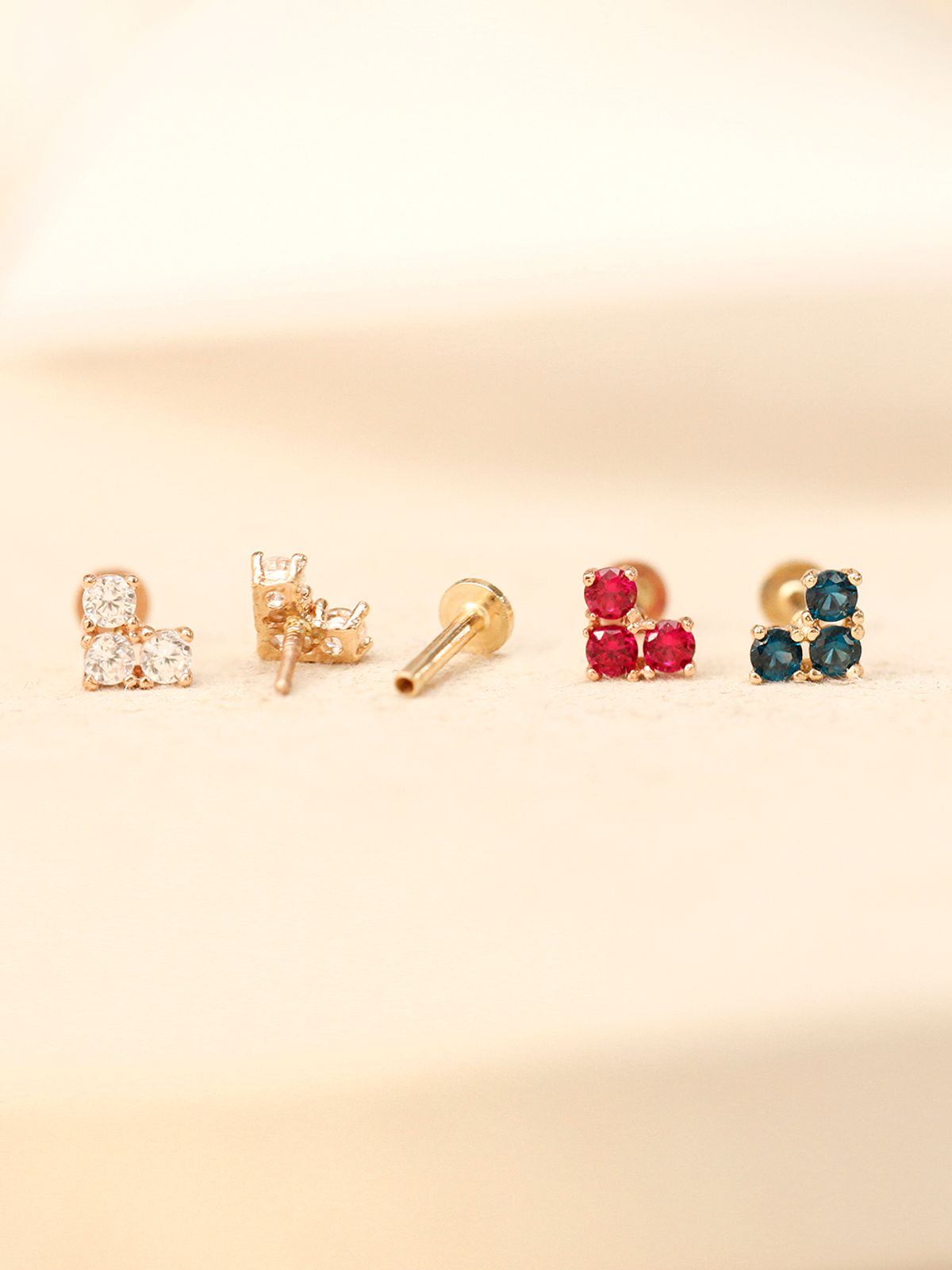 미니멀피어싱(MINIMALPIERCING) 14K 인터널 블럭 큐빅 하트 라블렛 피어싱