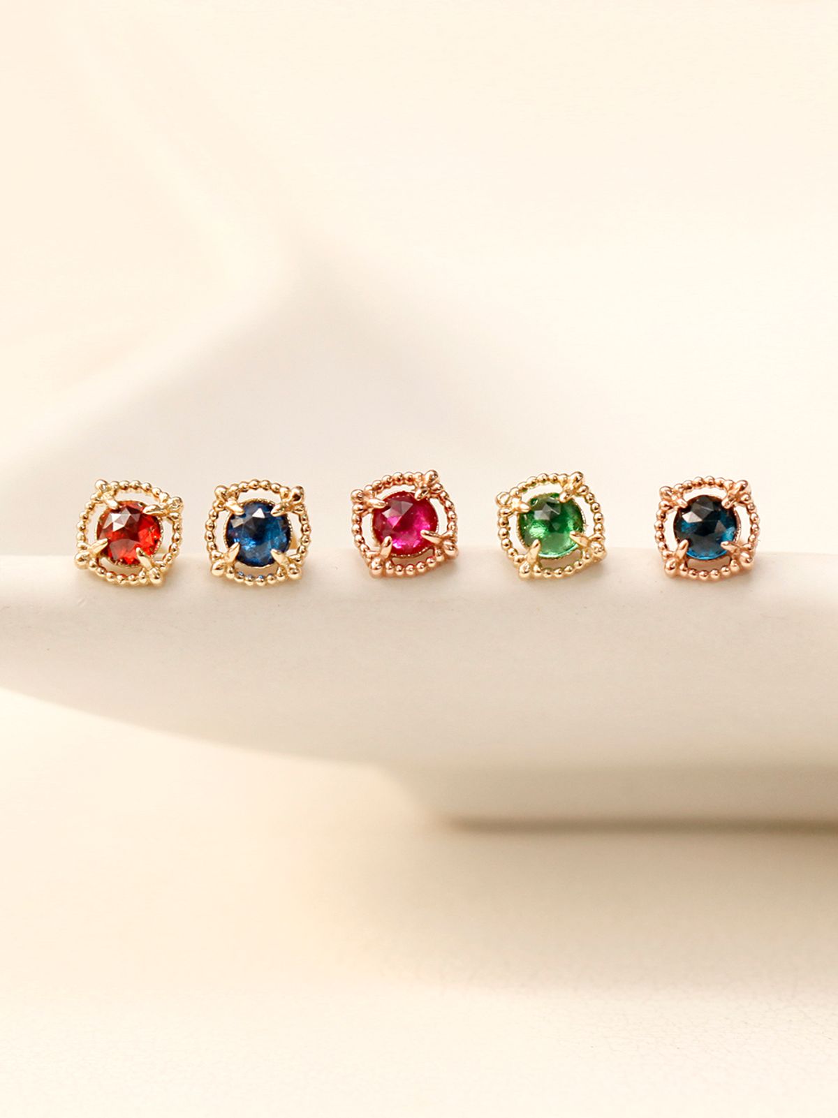 미니멀피어싱(MINIMALPIERCING) 14K 인터널 엔틱 로즈컷 원석 라블렛 피어싱