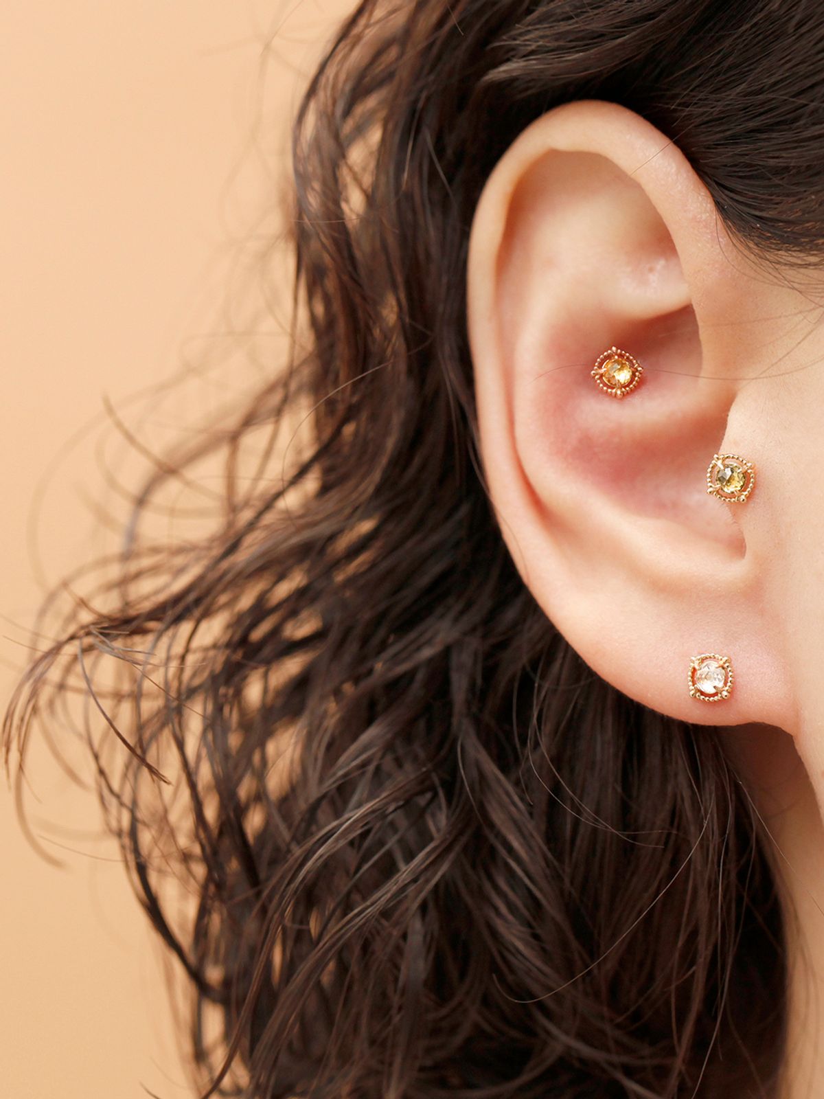 미니멀피어싱(MINIMALPIERCING) 14K 인터널 엔틱 로즈컷 원석 라블렛 피어싱