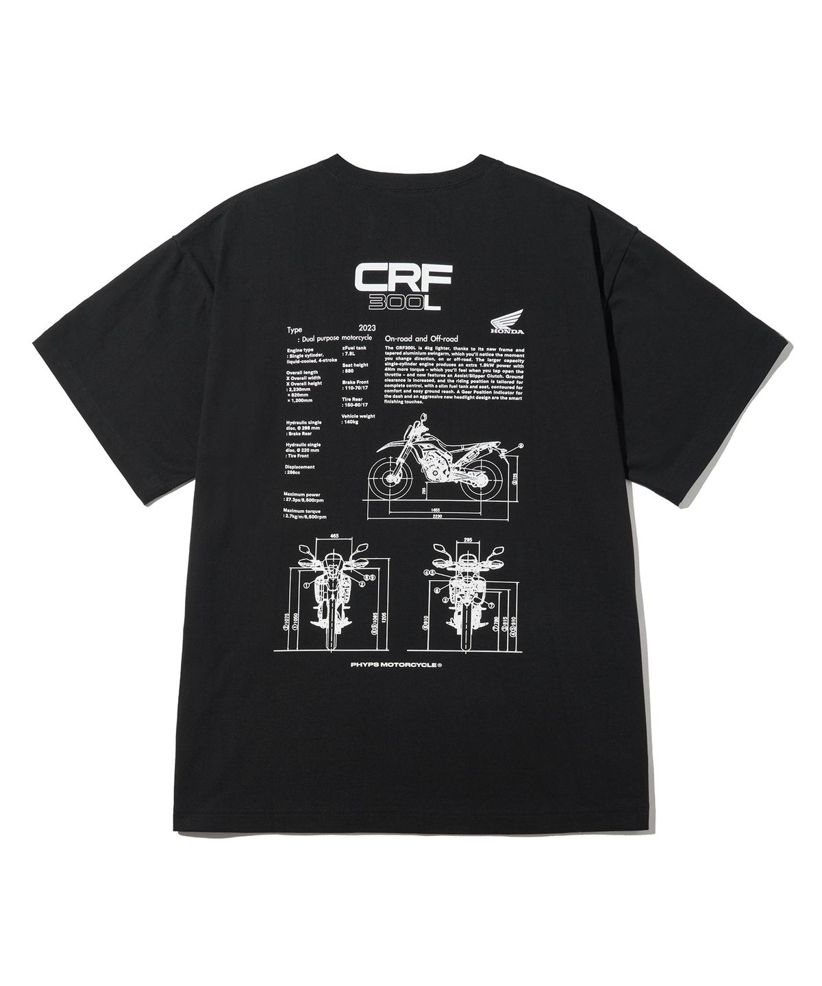 핍스 모터사이클(PHYPS MOTORCYCLE) CRF 300L Modeling Short Sleeve Black