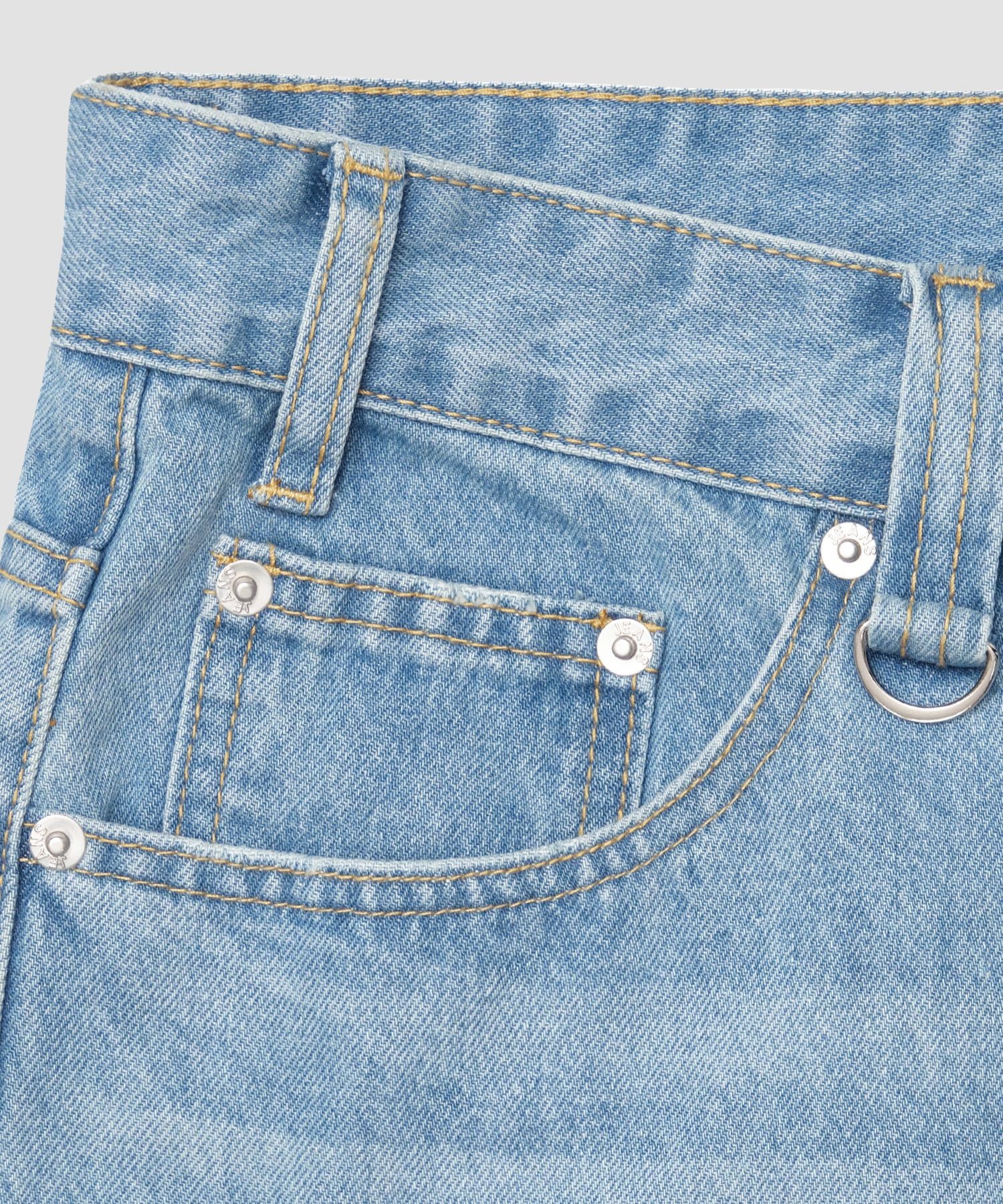 【BAON】Comu Light Blue Bermuda Washing Denim Pants Short Bermuda Light Blue de Jean Oversize 100% Algodón