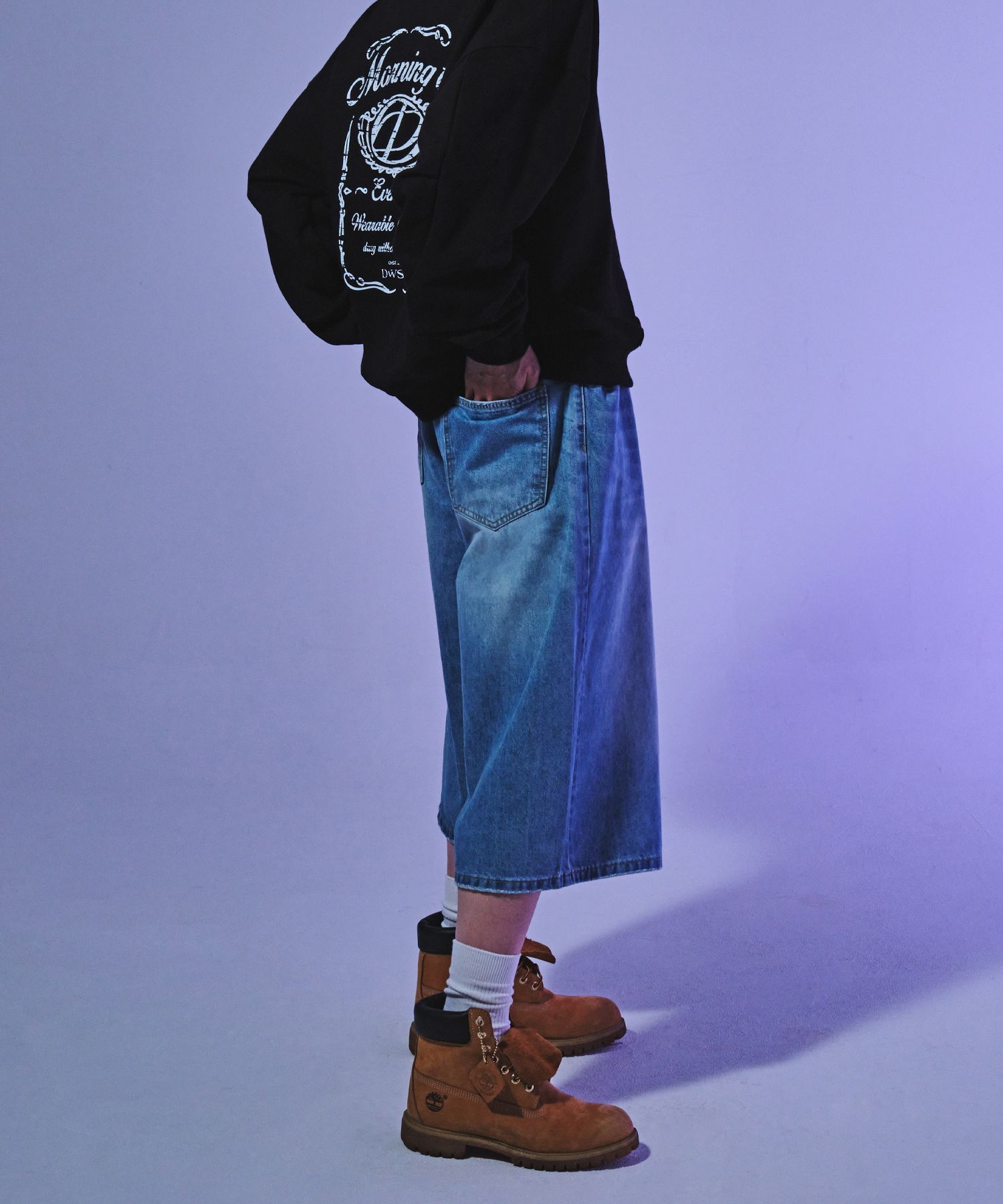 MUSINSA | DWS COMPANY Washed Denim Bermuda Pants (Light Blue)