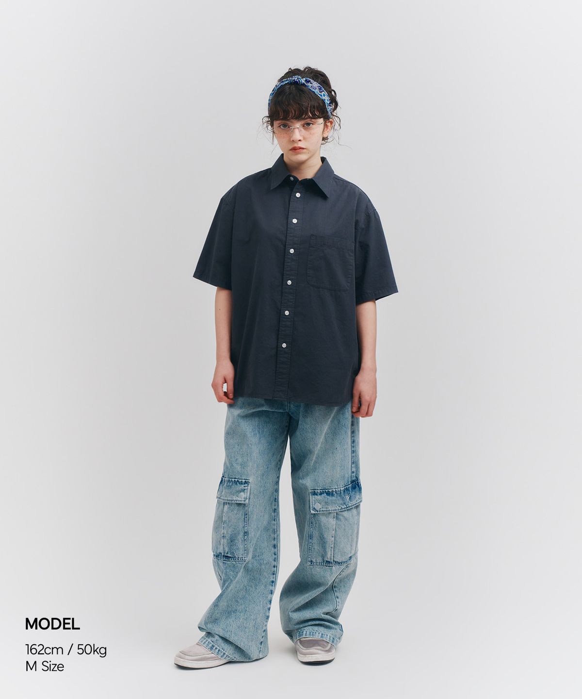 피도디도(FIDO DIDO) Basic Overfit Half Shirt Navy