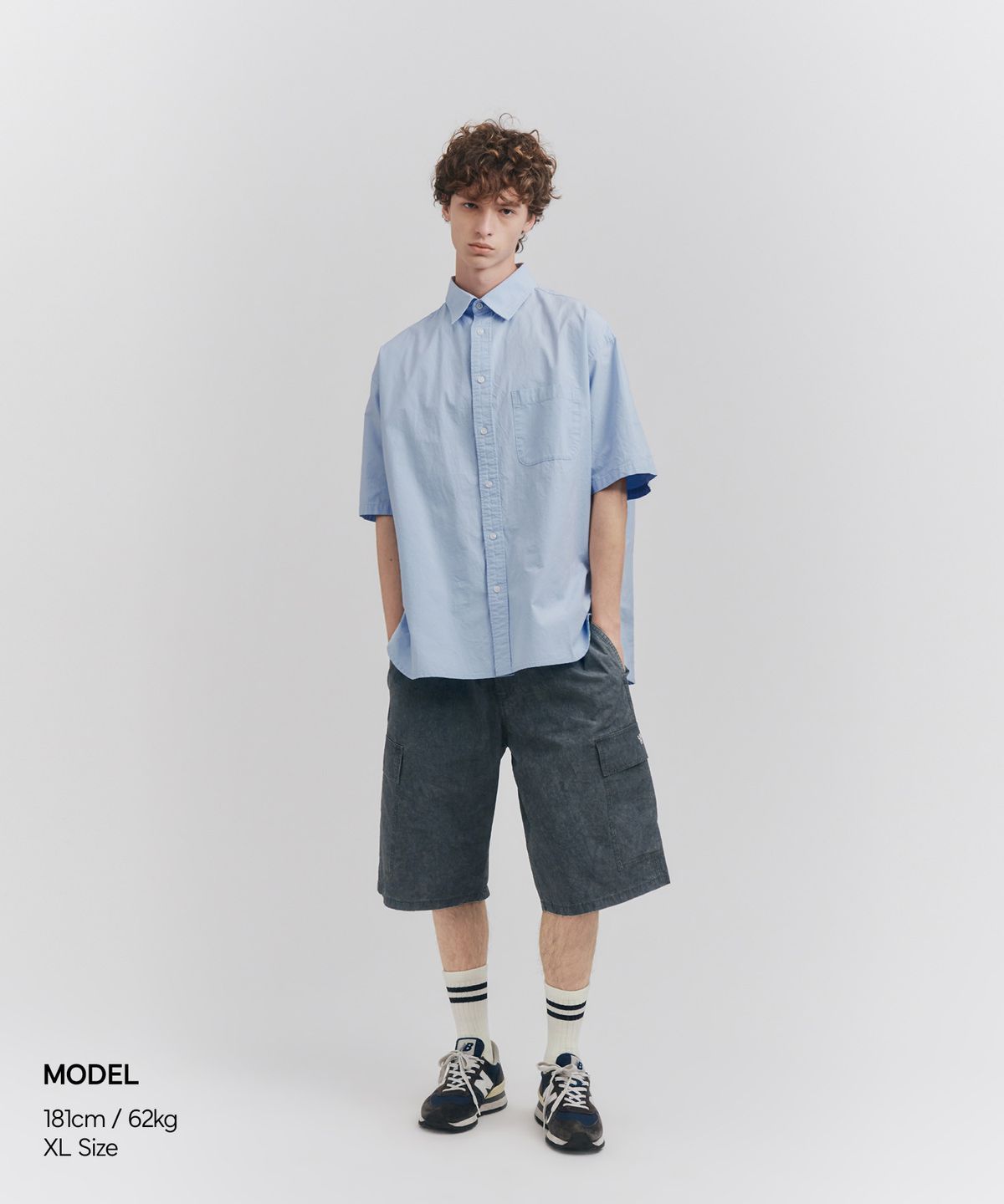 피도디도(FIDO DIDO) Basic Overfit Half Shirt Sky Blue