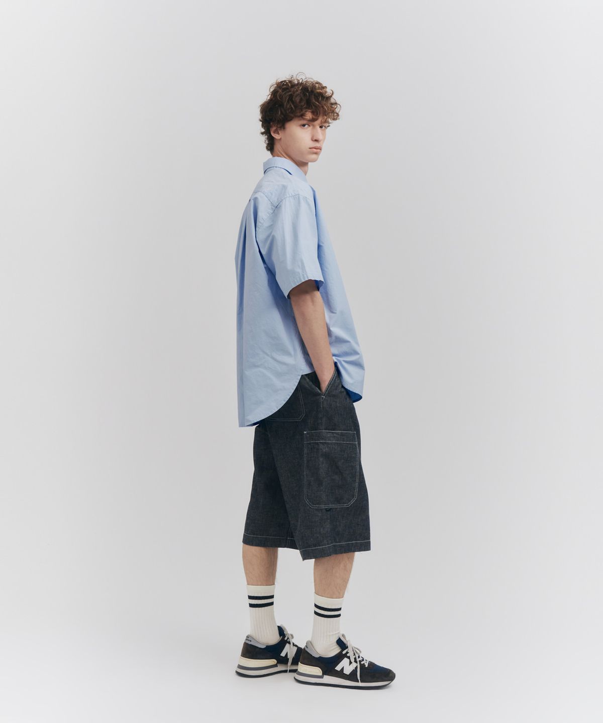피도디도(FIDO DIDO) Basic Overfit Half Shirt Sky Blue