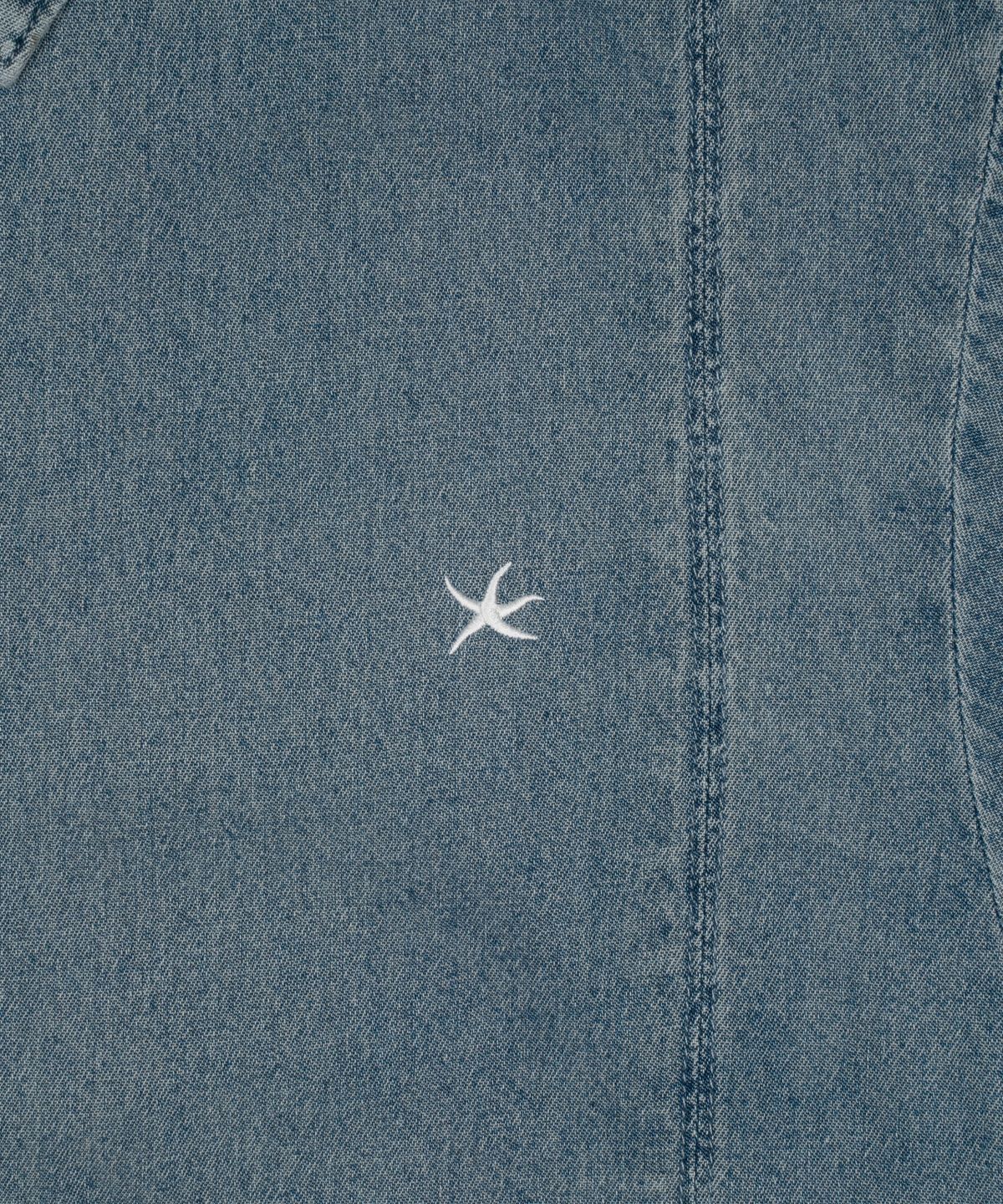 더콜디스트모먼트(THE COLDEST MOMENT) TCM mini logo denim half shirts (blue)