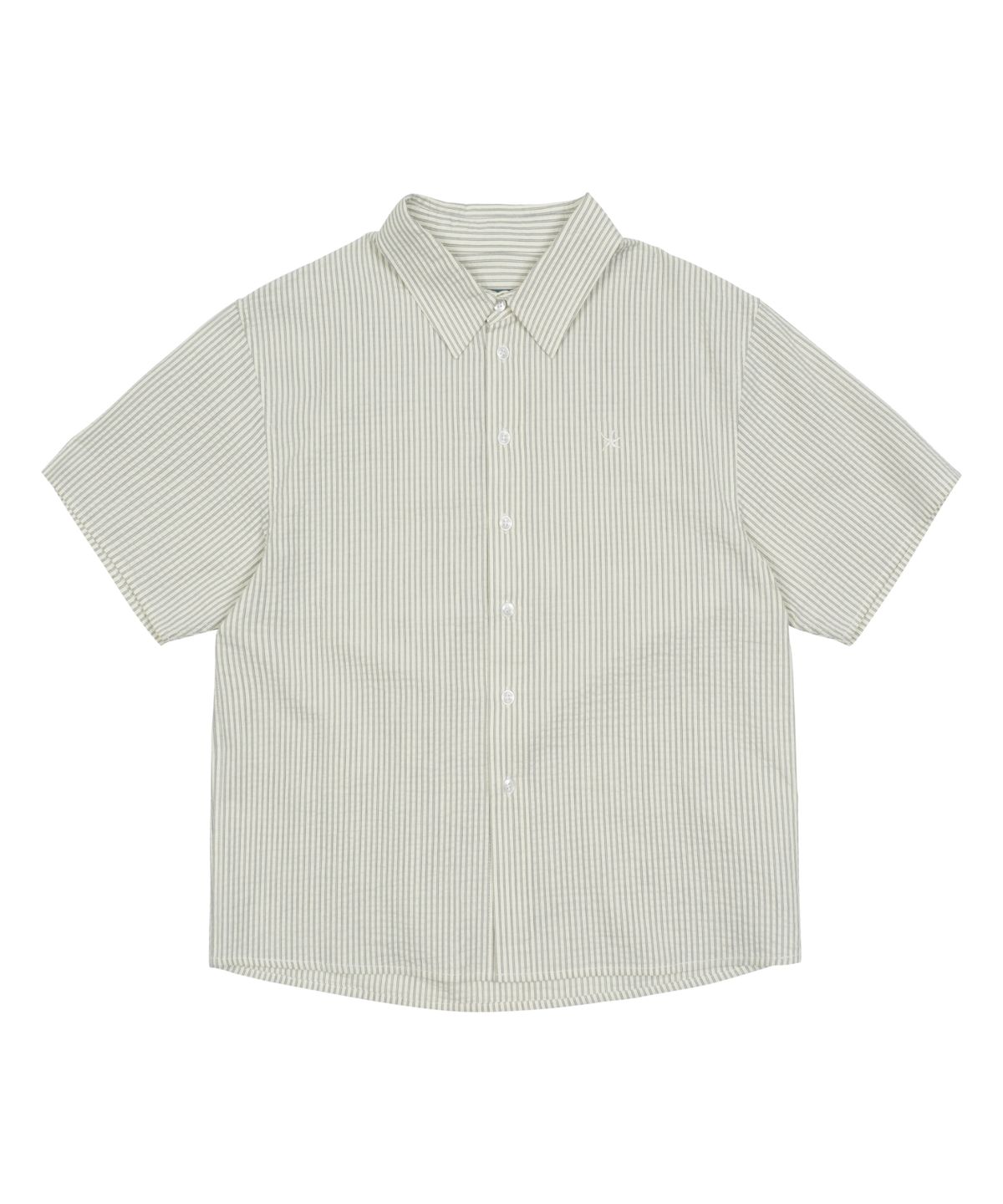 더콜디스트모먼트(THE COLDEST MOMENT) TCM mini logo stripe half shirts (beige)