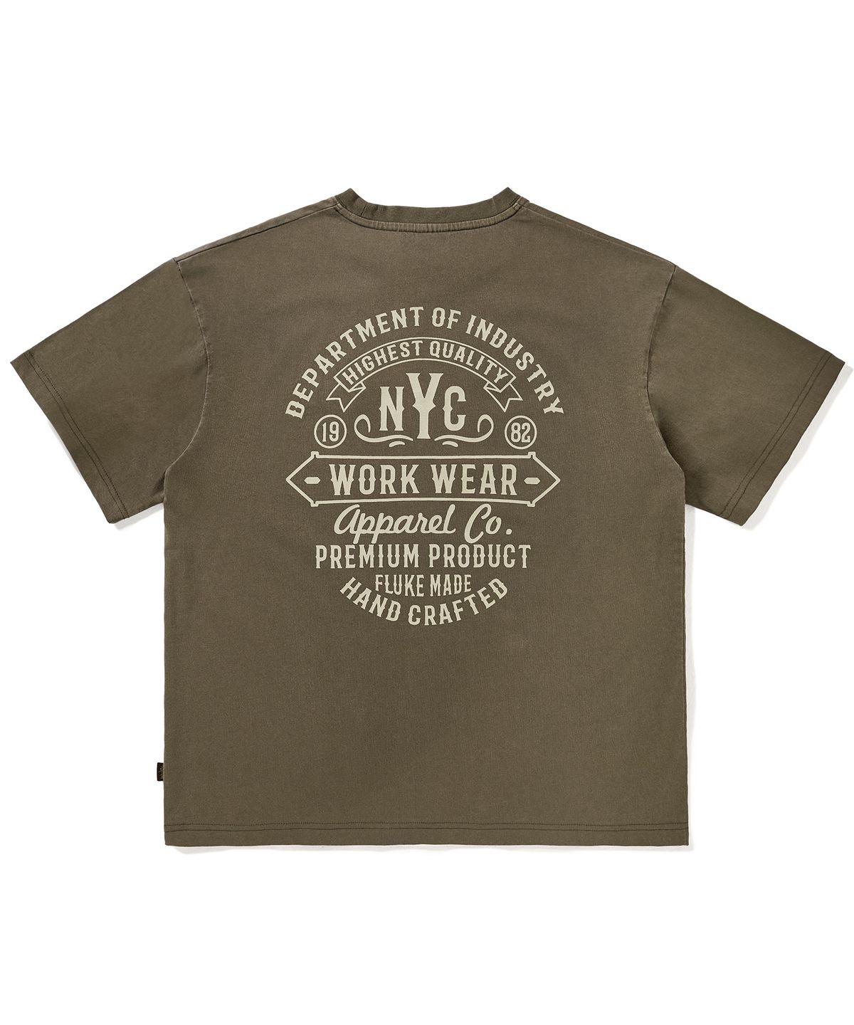 플루크(FLUKE) 리벳 포켓 피그먼트 워크웨어 반팔 티셔츠  브라운 FST739